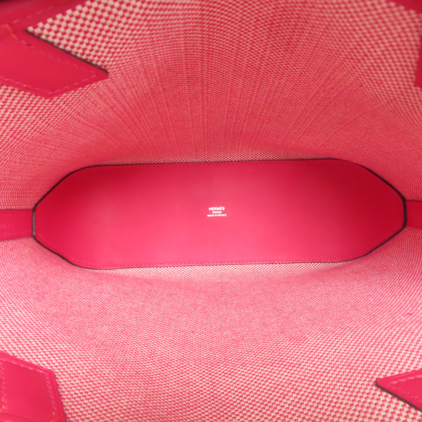 HERMES 帆布Cabas H En Biais 27手挽肩背兩用袋Rose Shocking