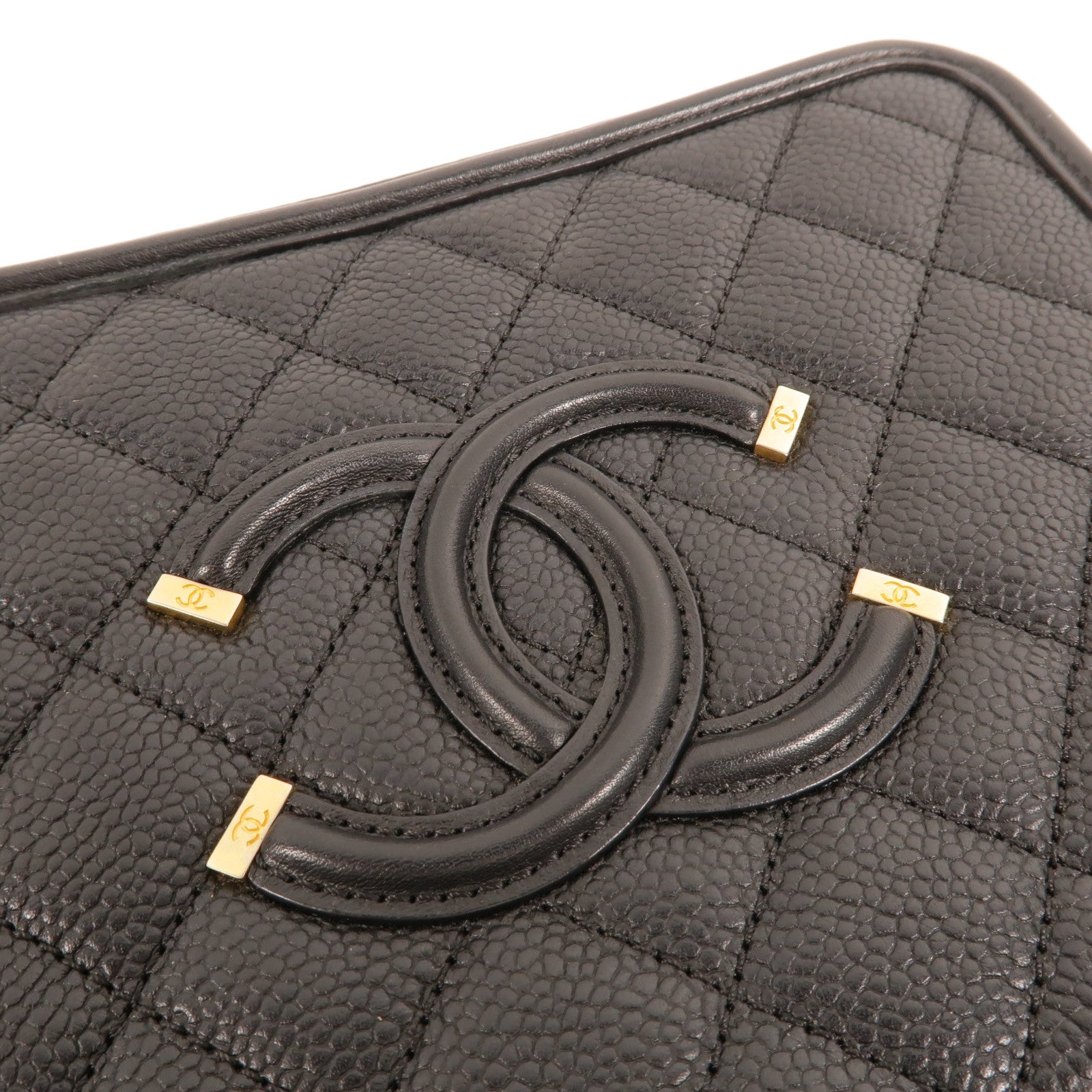 CHANEL 牛皮皮革Filigree Vanity Case手挽肩背兩用袋