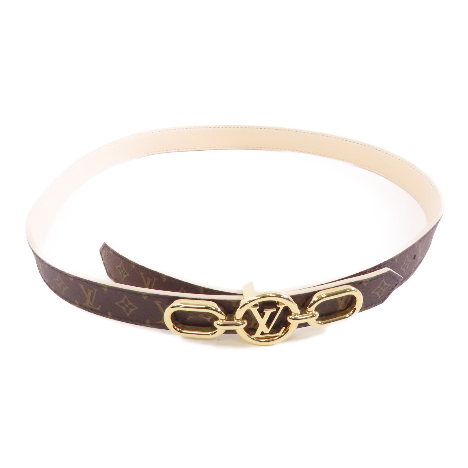 LOUIS VUITTON Monogram Circle Prime Belt 75cm金扣皮帶棕色