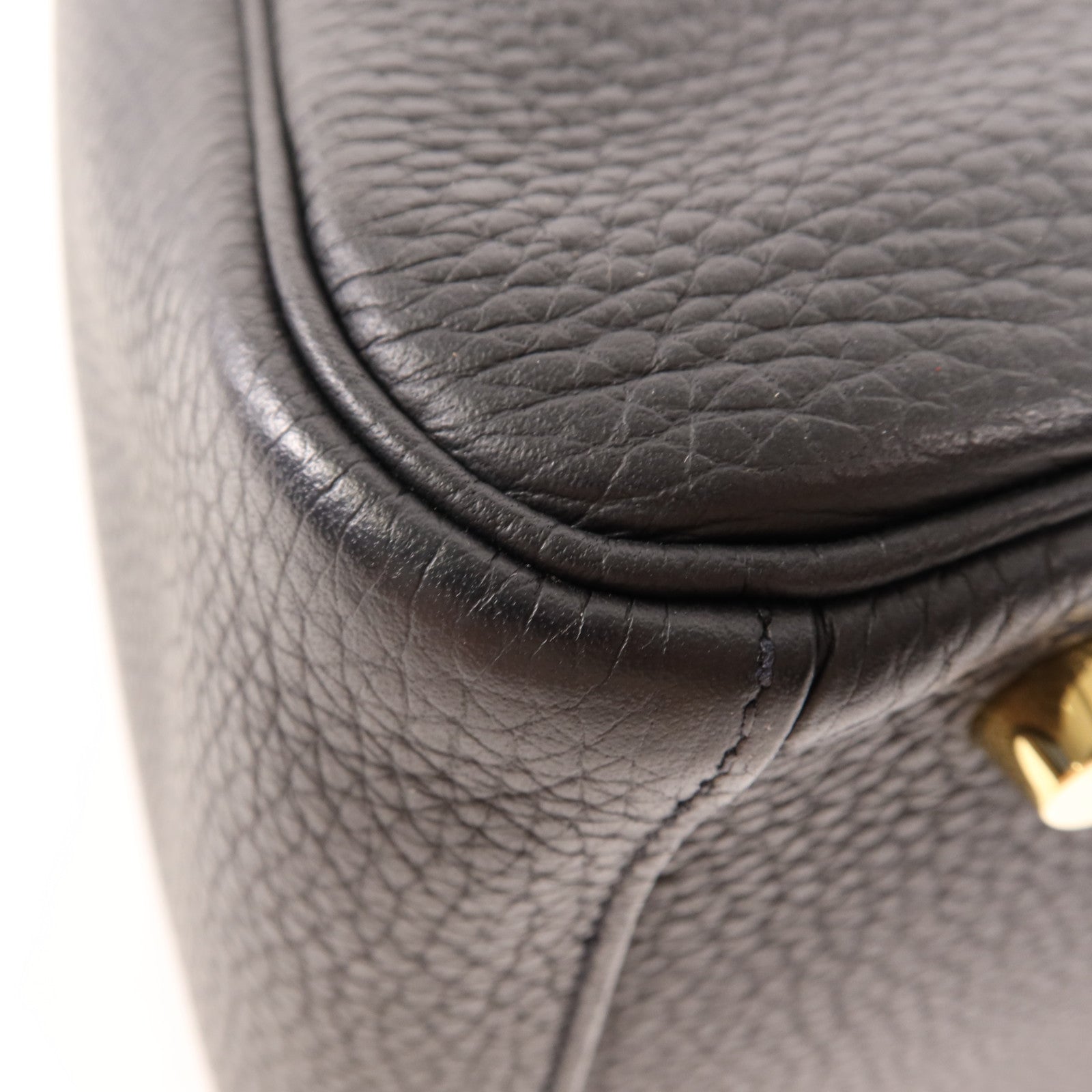 HERMES Clemence皮革Lindy 30金扣手挽肩背兩用袋Noir