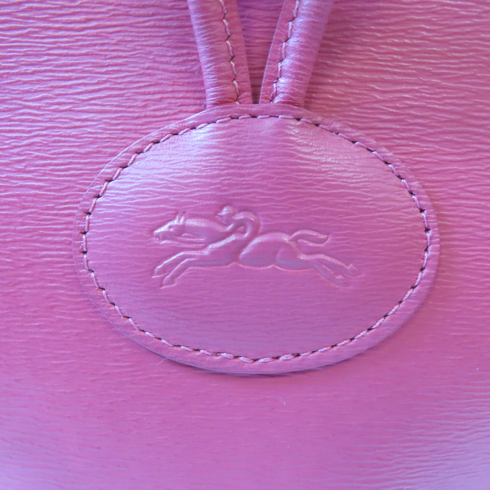 Longchamp 牛皮皮革Handbag銀扣手挽袋粉紅色