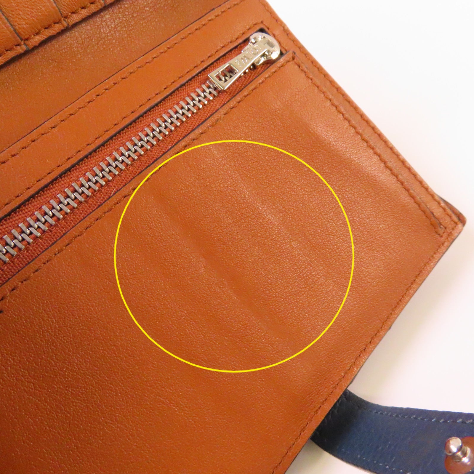 LOEWE 牛皮皮革Small Vertical Wallet短錢包藍色/啡色
