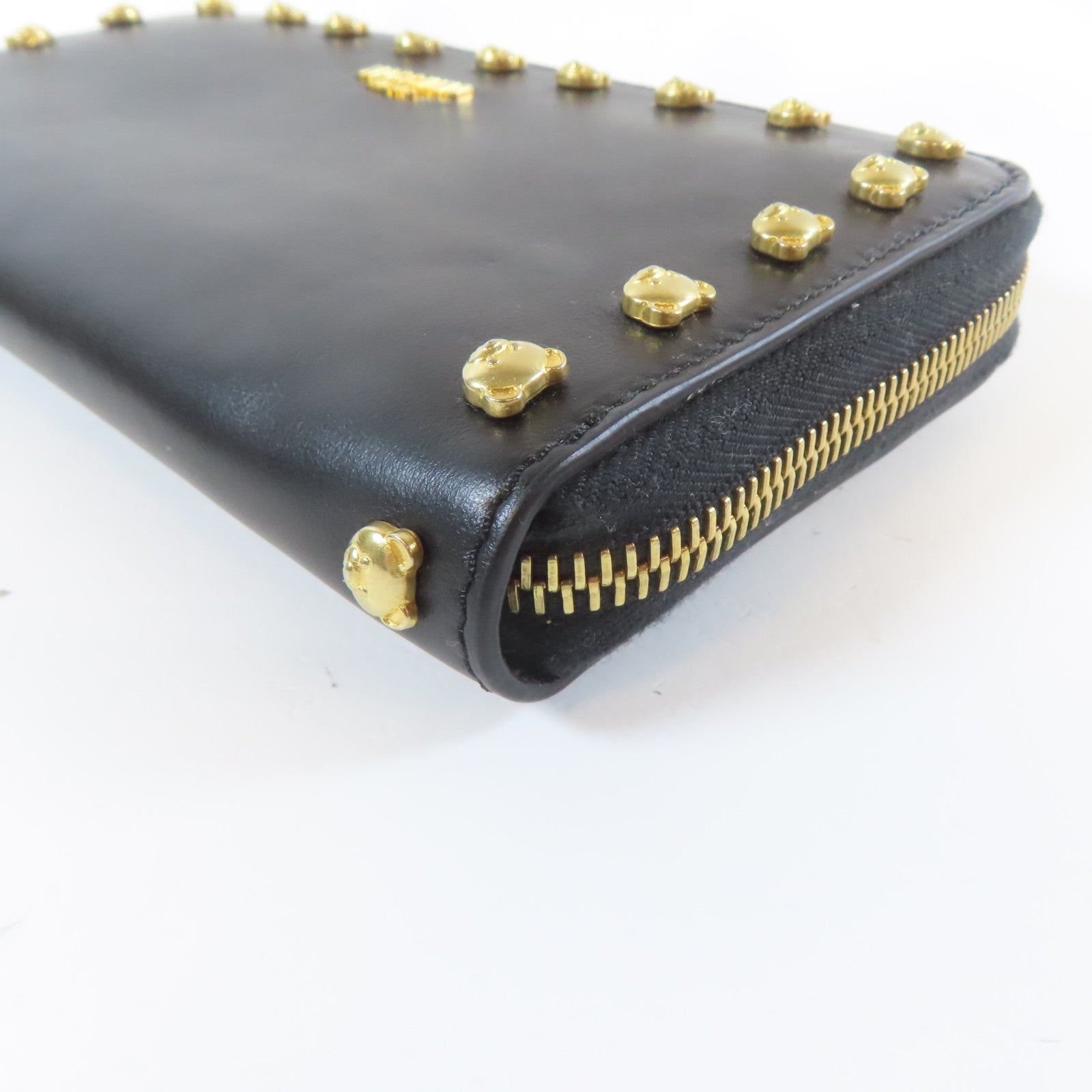 MOSCHINO 牛皮皮革Long wallet金扣長錢包黑色