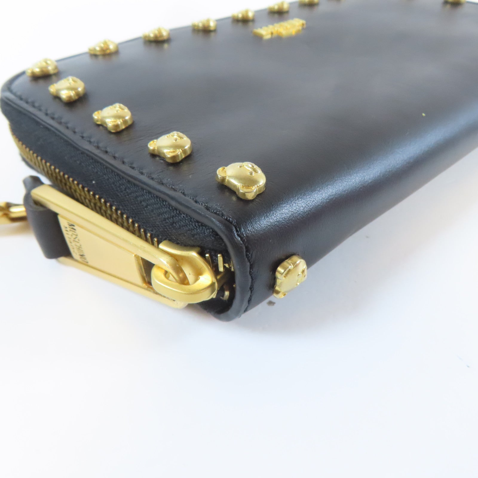 MOSCHINO 牛皮皮革Long wallet金扣長錢包黑色