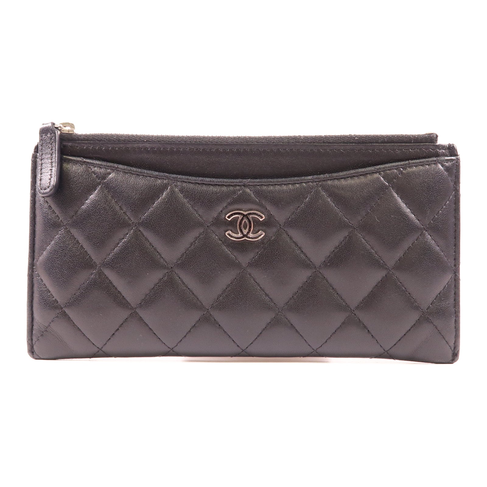CHANEL 羊皮皮革Long Wallet銀扣長錢包