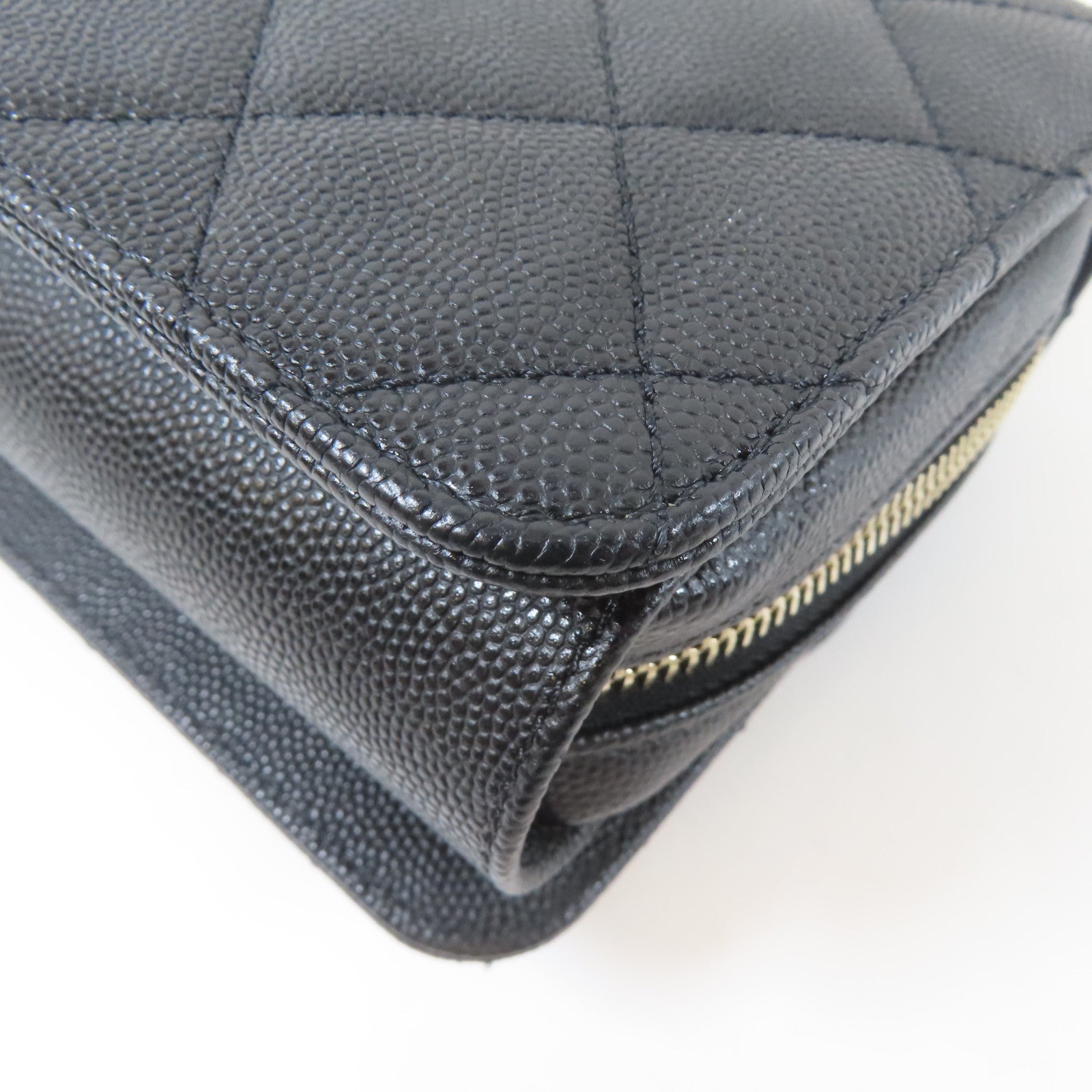 CHANEL 菱格牛皮皮革Chain Flap Bag金扣鏈帶肩背袋黑色
