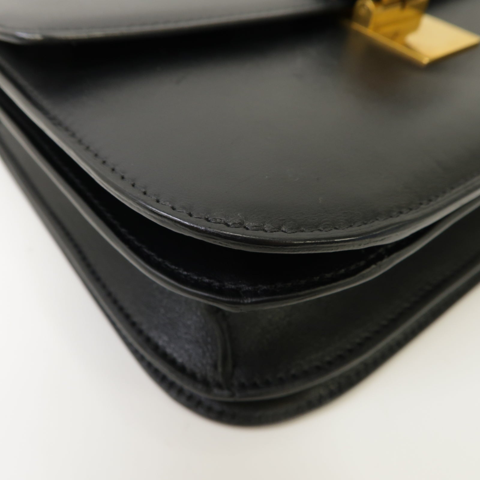 CELINE 牛皮皮革Classic Box Shoulder Bag金扣肩背袋黑色
