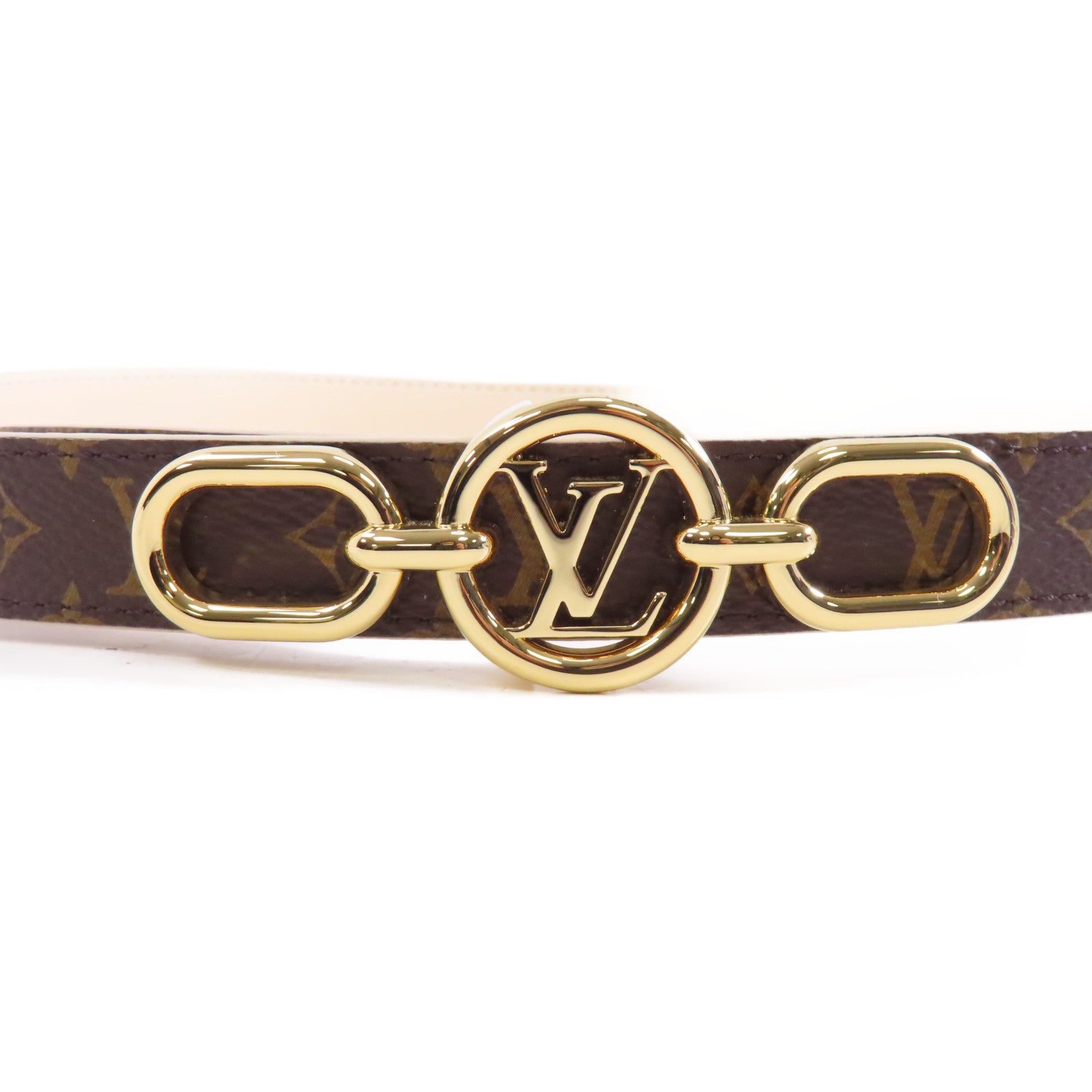 LOUIS VUITTON Monogram Circle Prime Belt 75cm金扣皮帶棕色