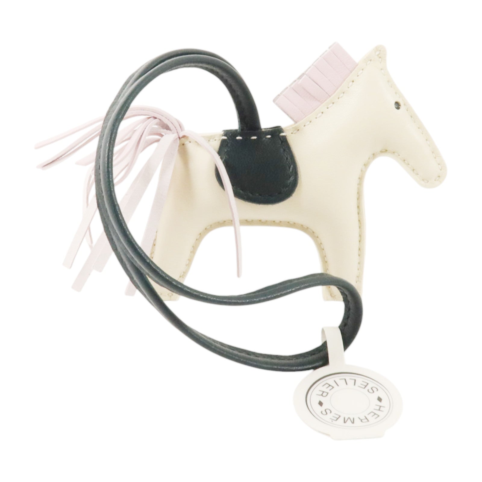 HERMES Milo皮革Rodeo PM掛飾Craie/Mauve Pale/Ver