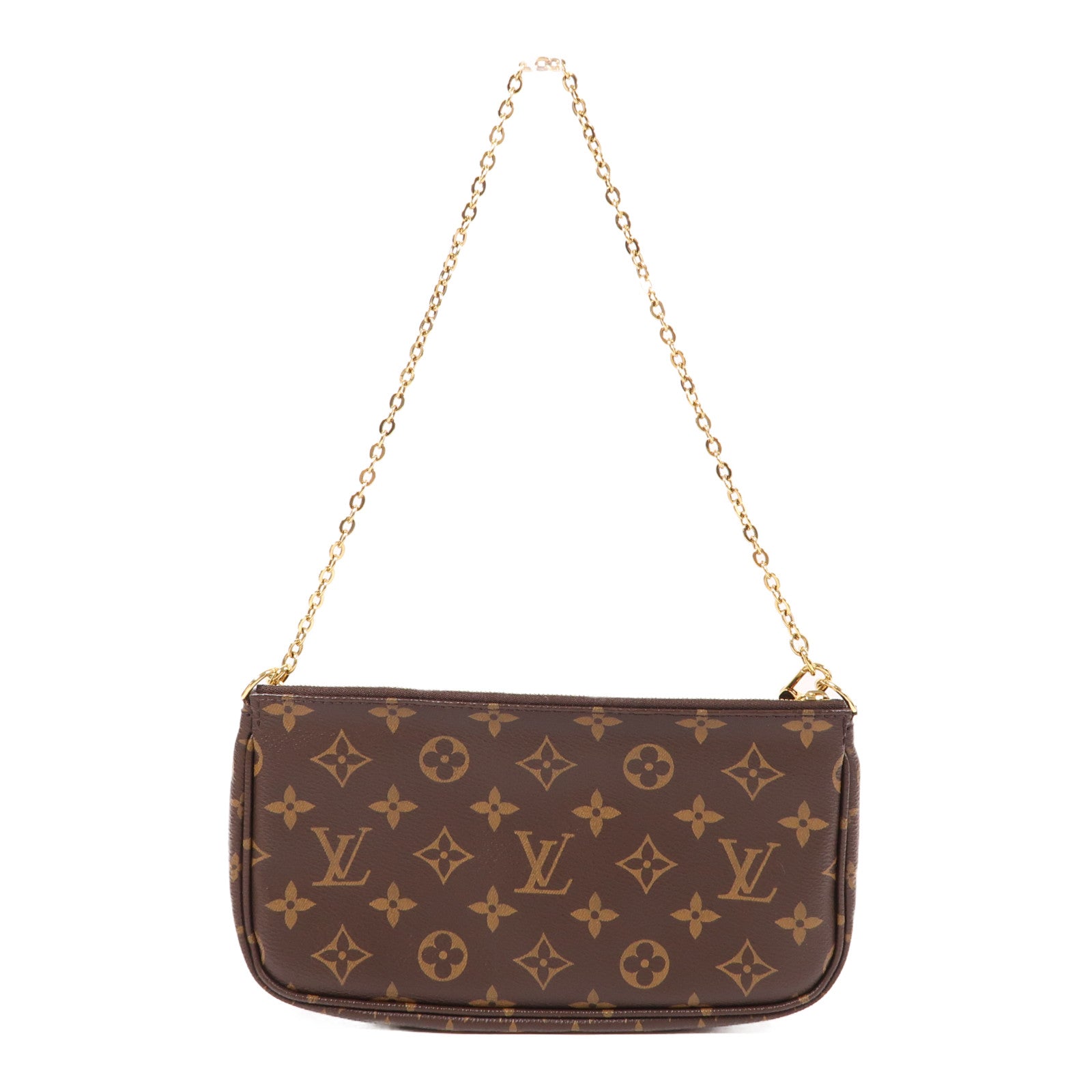 LOUIS VUITTON Monogram Multi Pochette Accessoires金扣手挽肩背兩用袋棕色