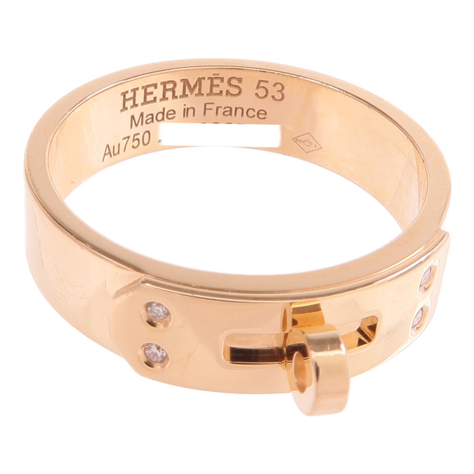 HERMES 【激減優惠】18K玫瑰金Kelly Ring鑽石戒指Hermes#53/US#6.5