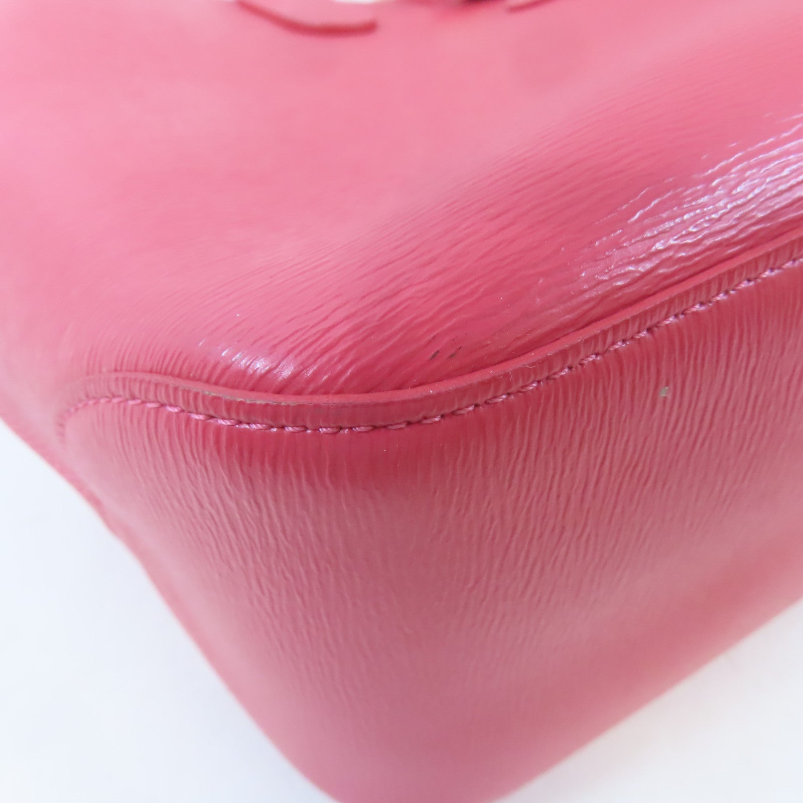 Longchamp 牛皮皮革Handbag銀扣手挽袋粉紅色