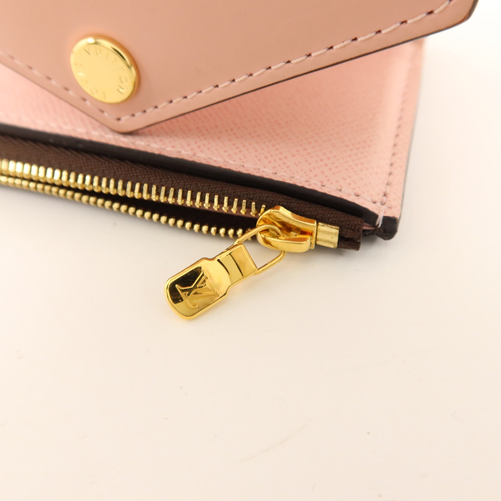 LOUIS VUITTON Monogram/牛皮皮革Zoe Wallet金扣錢包