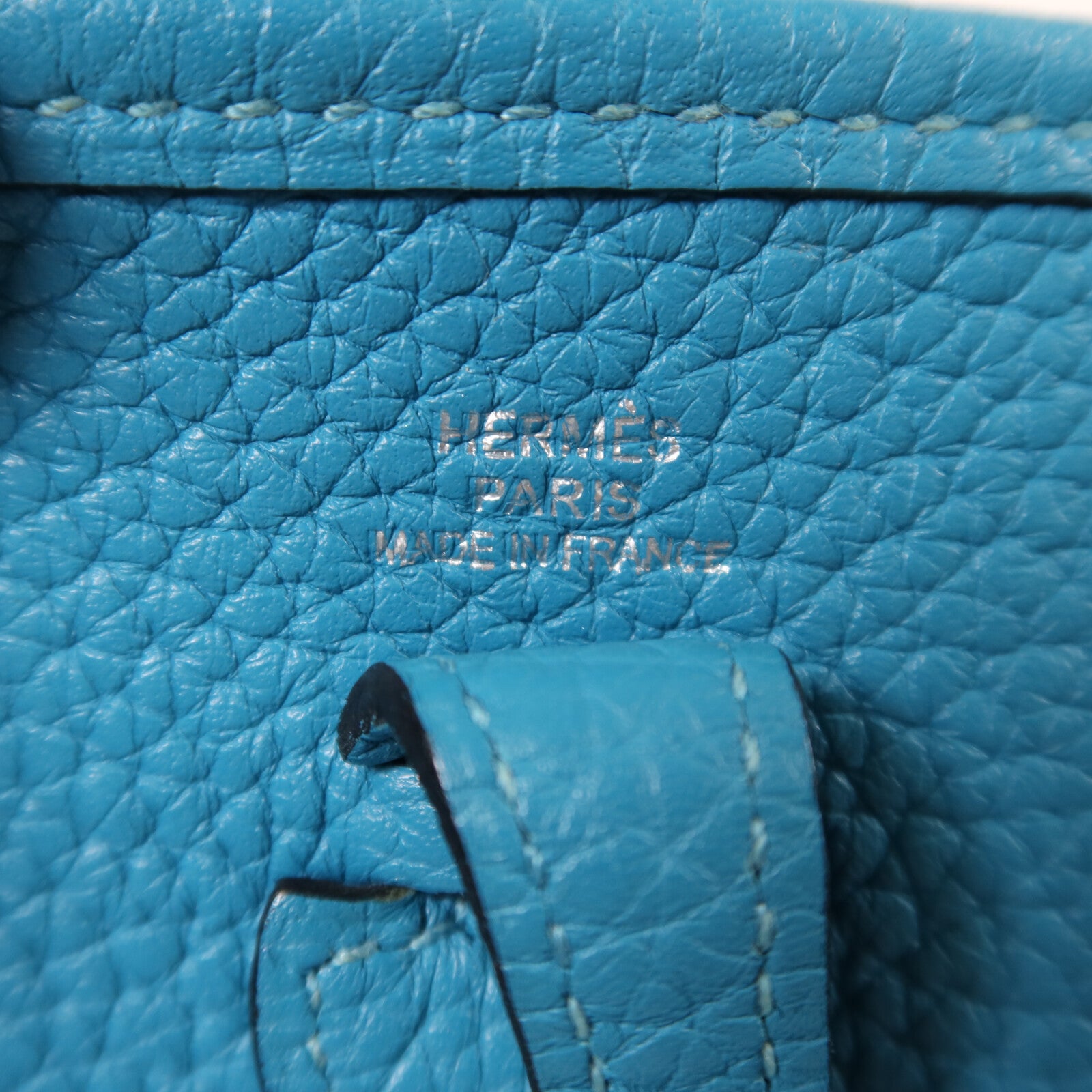HERMES 【激減優惠】Clemence皮革Evelyne TPM銀扣肩背袋Bleu Paon