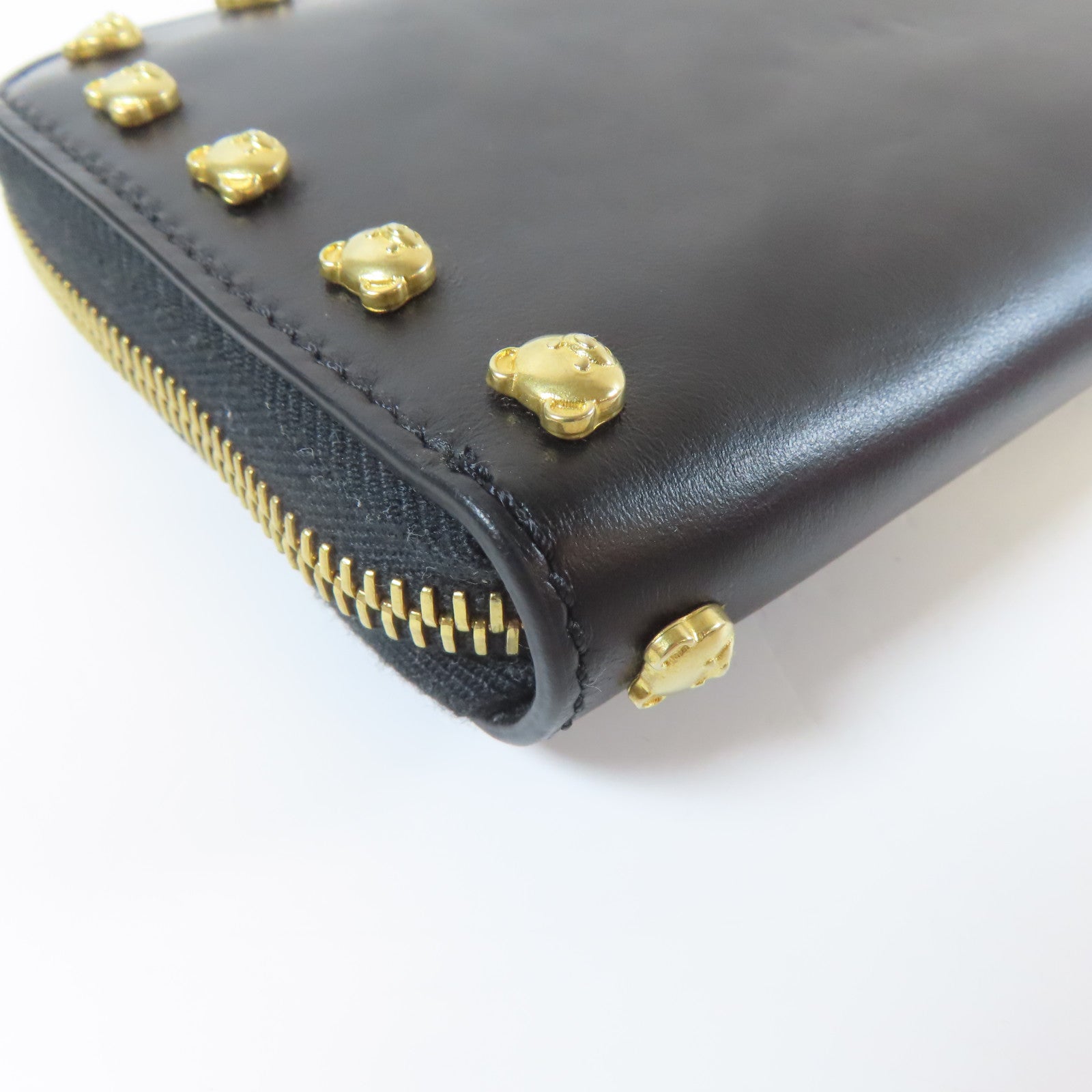 MOSCHINO 牛皮皮革Long wallet金扣長錢包黑色