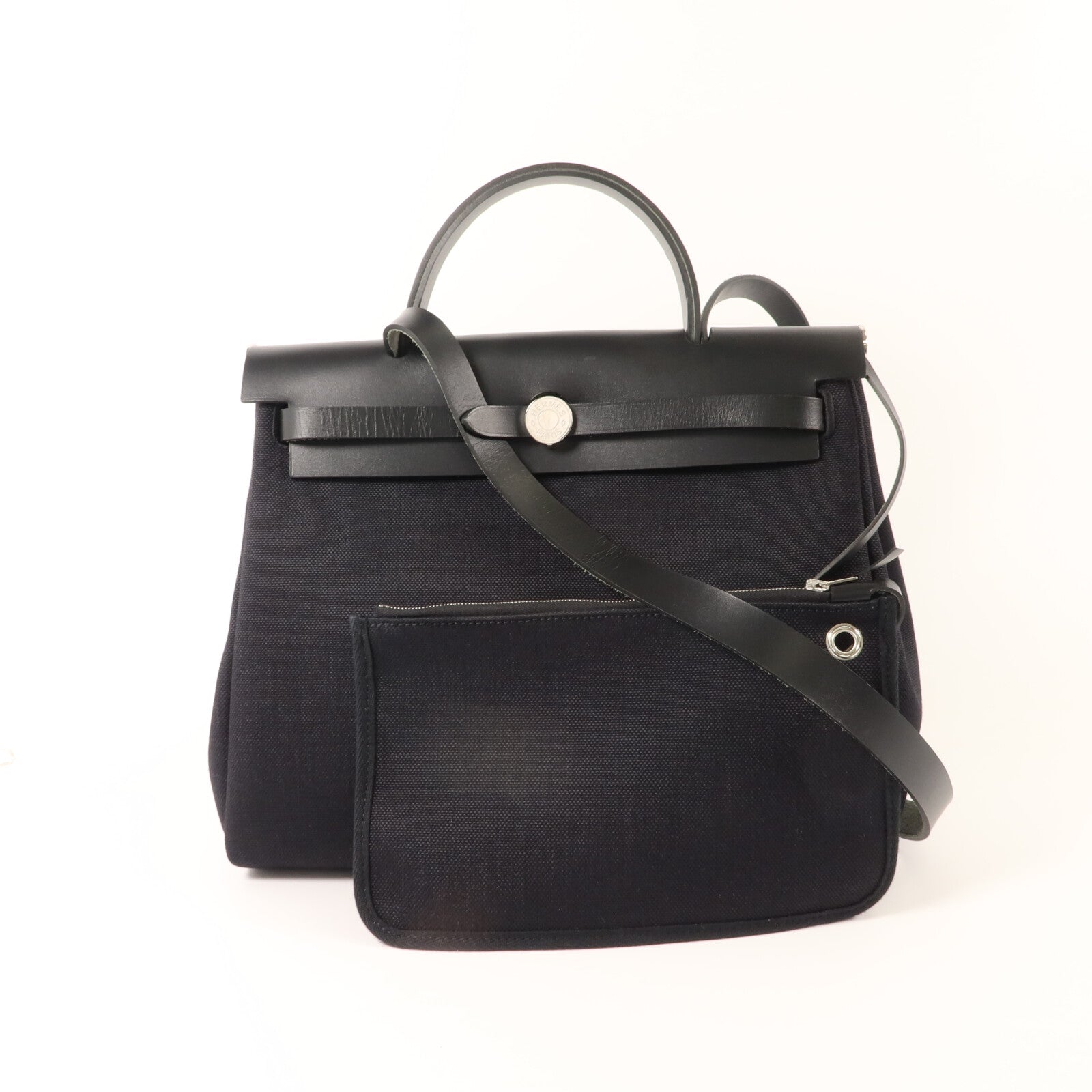HERMES 帆布Herbag PM手挽肩背兩用袋Noir