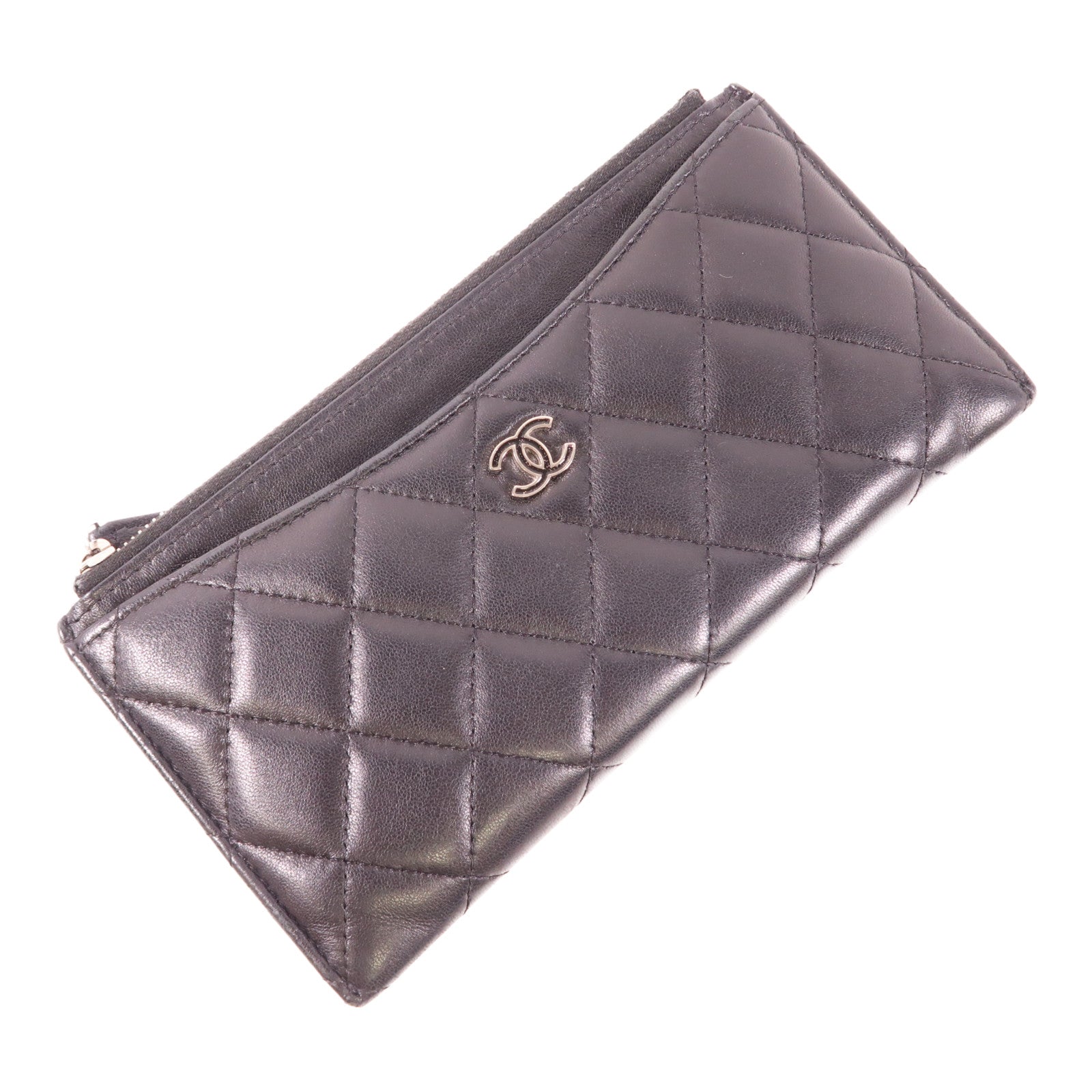 CHANEL 羊皮皮革Long Wallet銀扣長錢包
