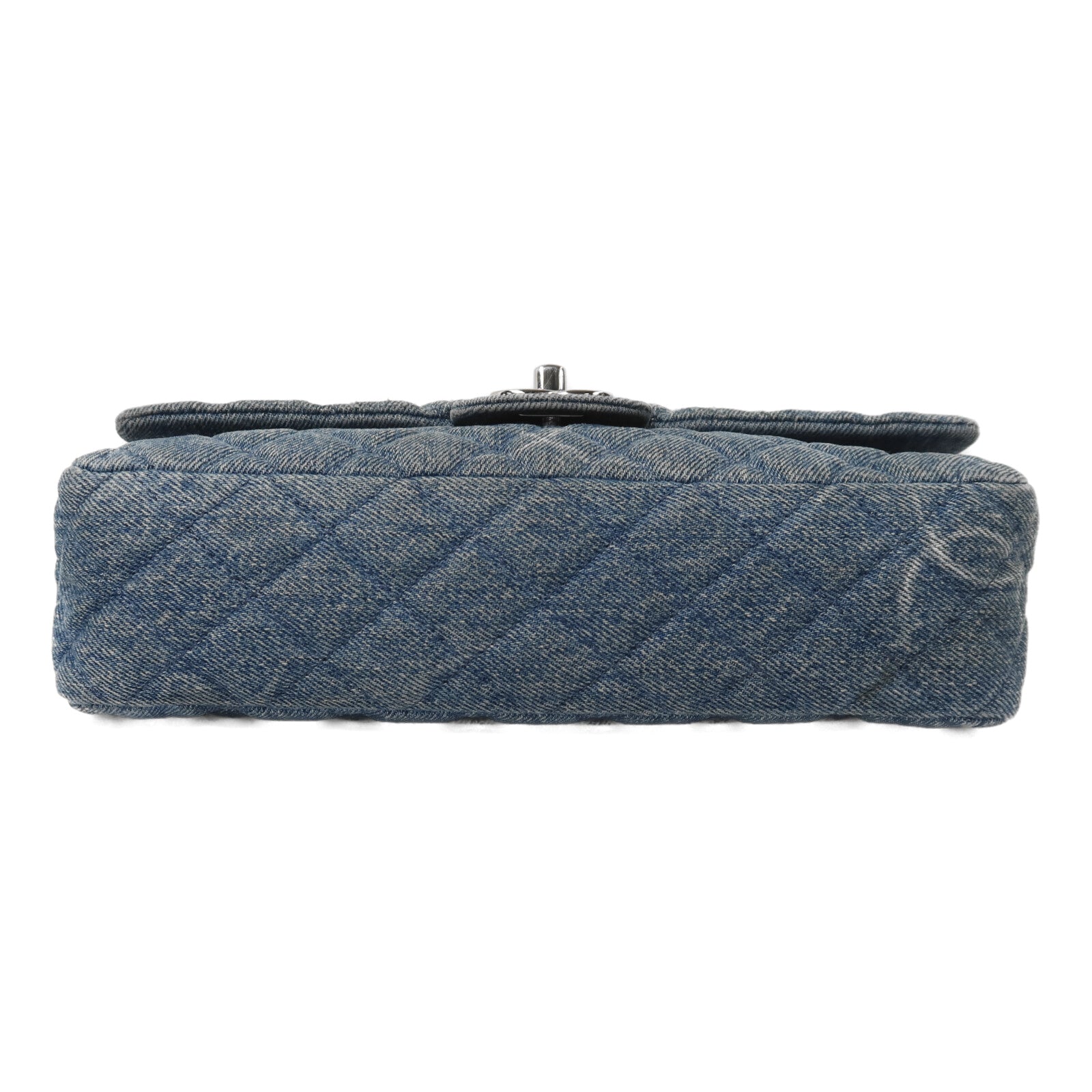 CHANEL 牛仔布Classic 25銀扣鏈帶肩背袋