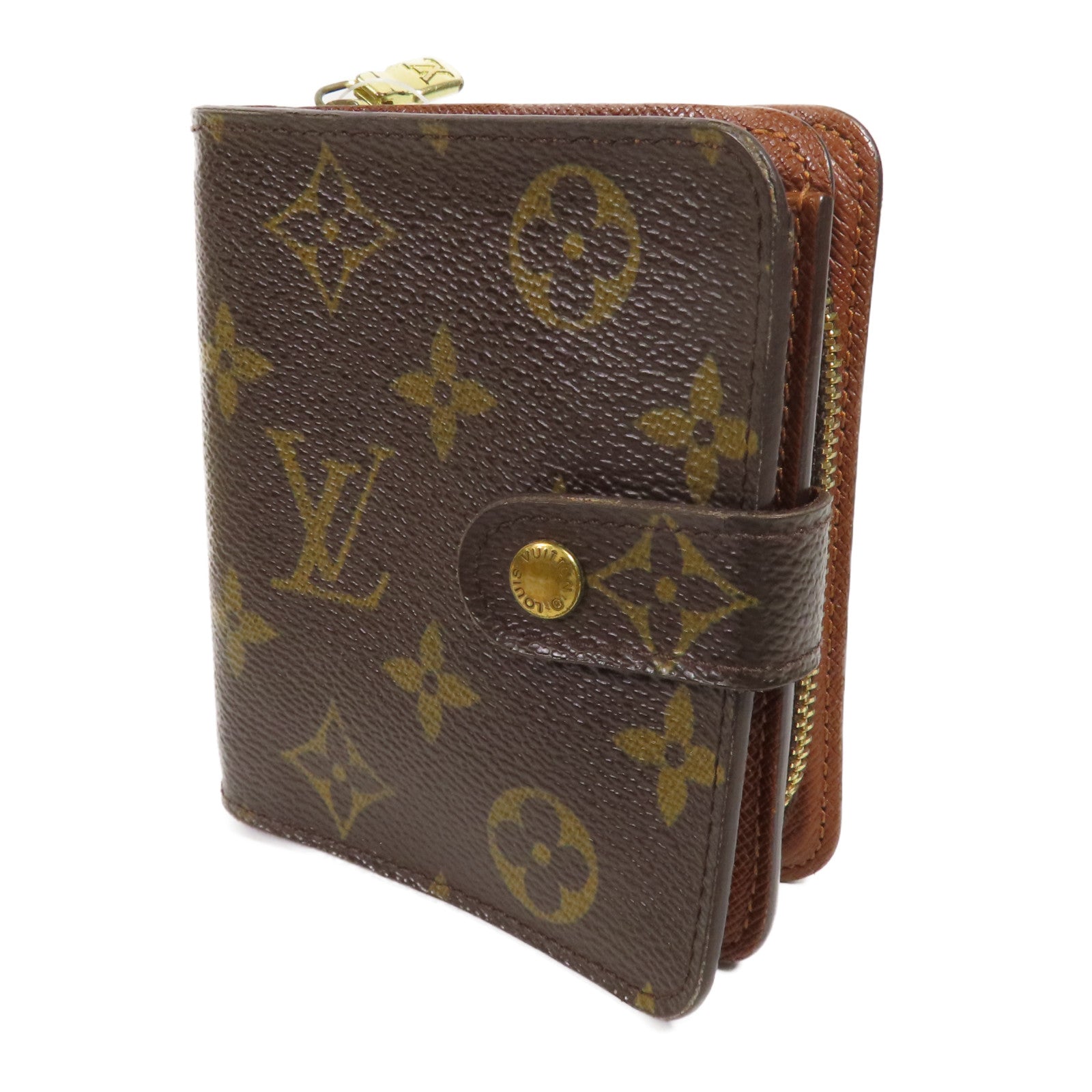 LOUIS VUITTON Monogram Compact Zip Wallet金扣錢包