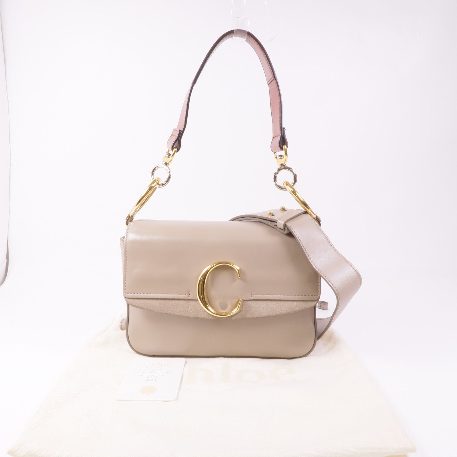 Chloe 牛皮皮革C Bag金扣手挽肩背兩用袋