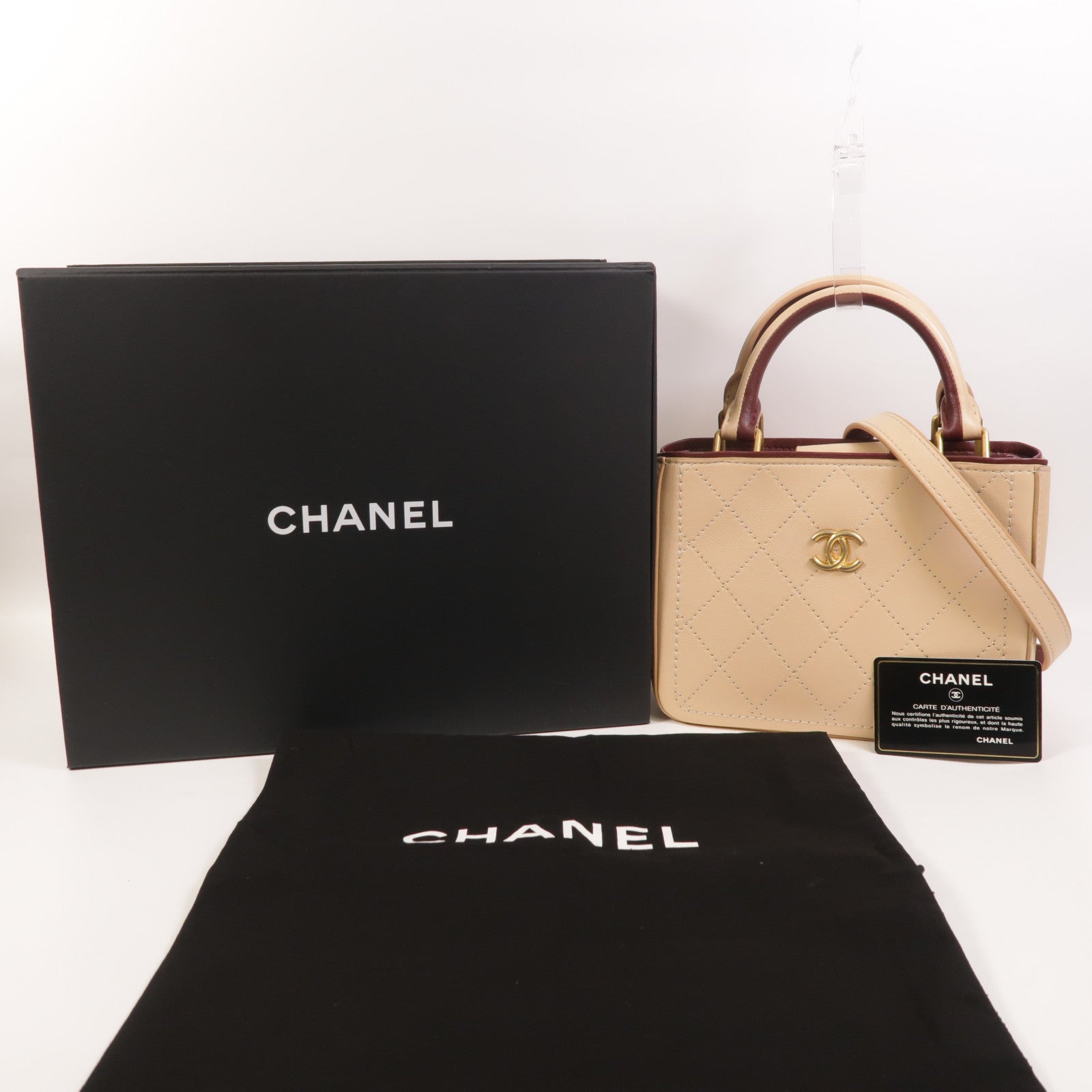 CHANEL 牛皮皮革Shopping Tote金扣手挽肩背兩用袋