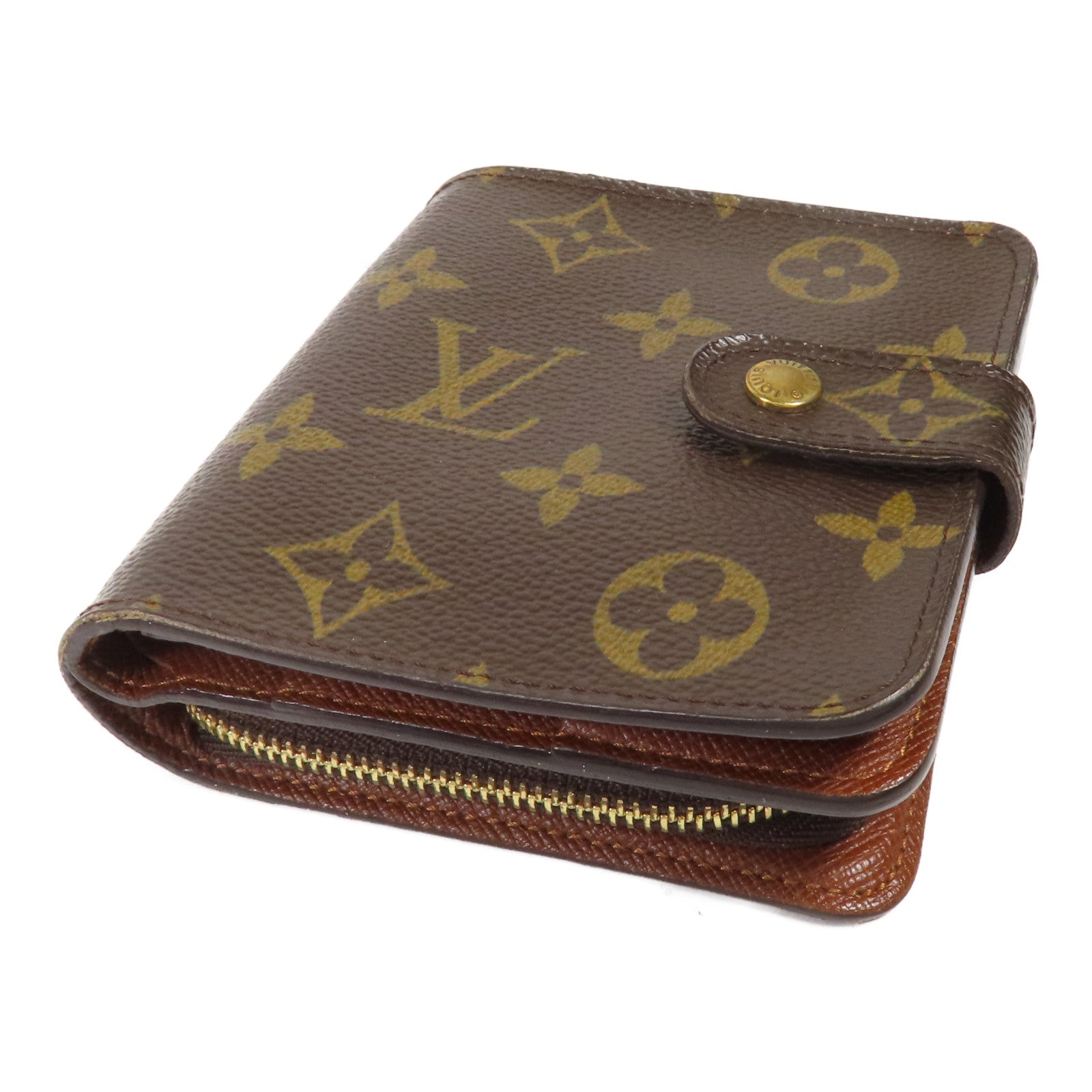 LOUIS VUITTON Monogram Compact Zip Wallet金扣錢包