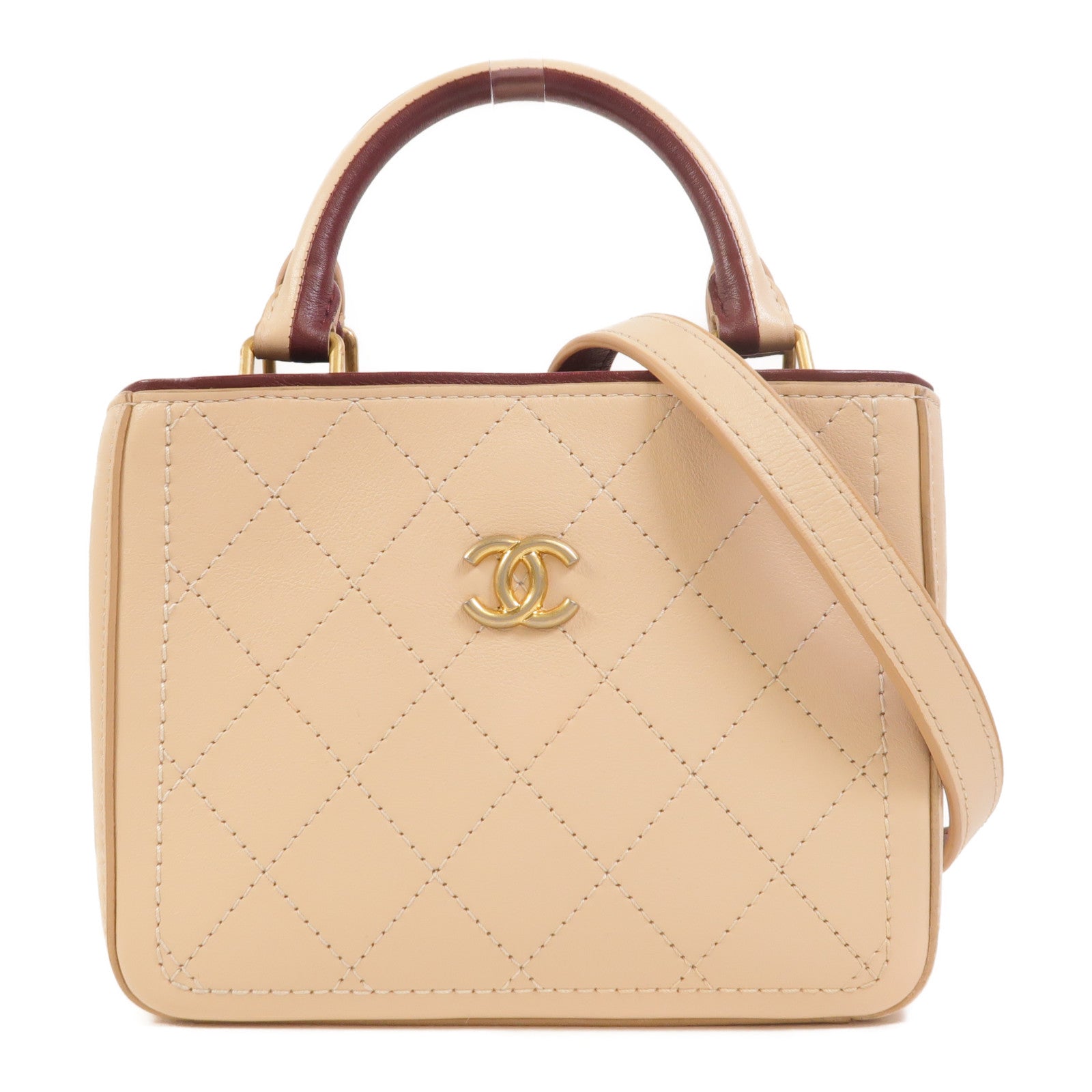 CHANEL 牛皮皮革Shopping Tote金扣手挽肩背兩用袋