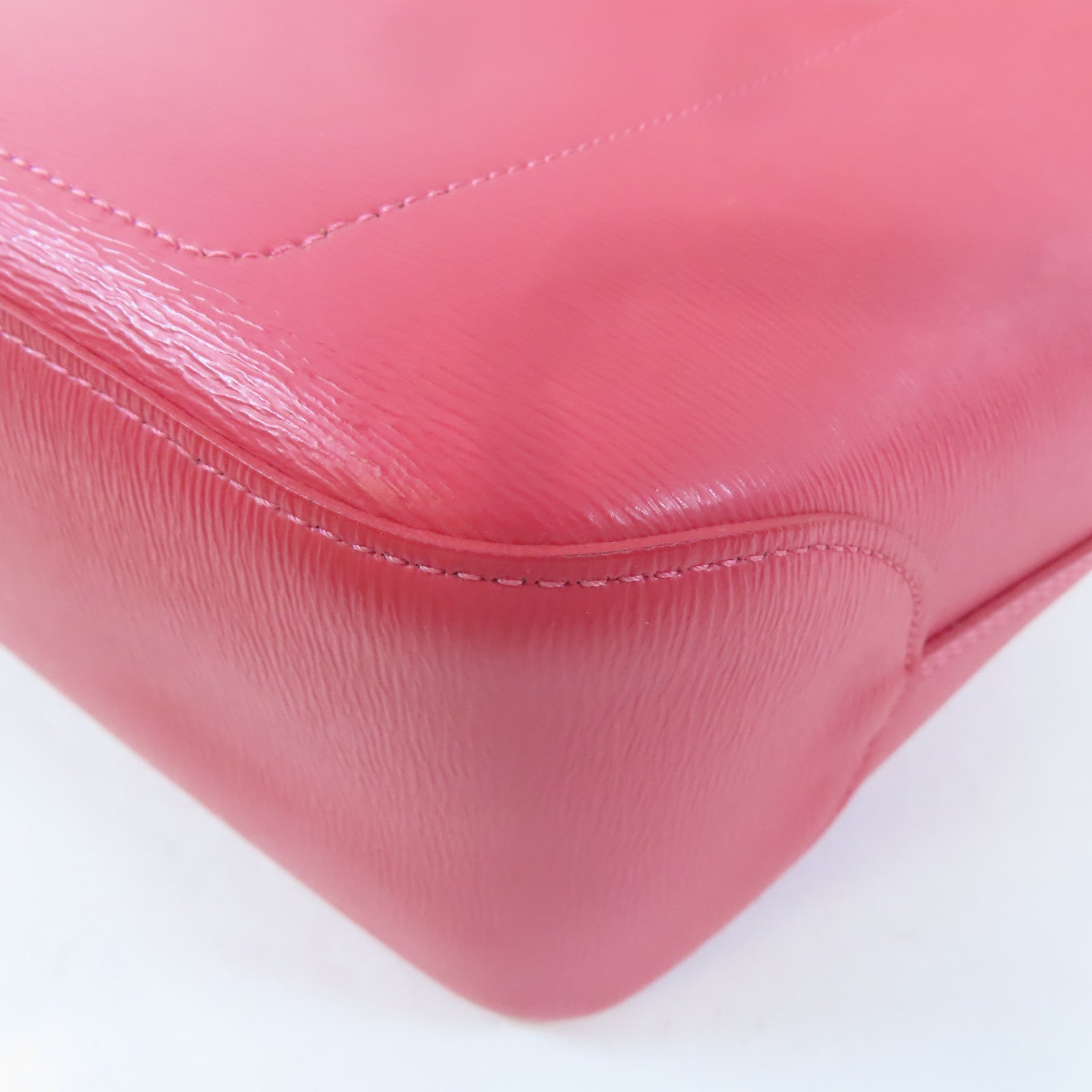 Longchamp 牛皮皮革Handbag銀扣手挽袋粉紅色