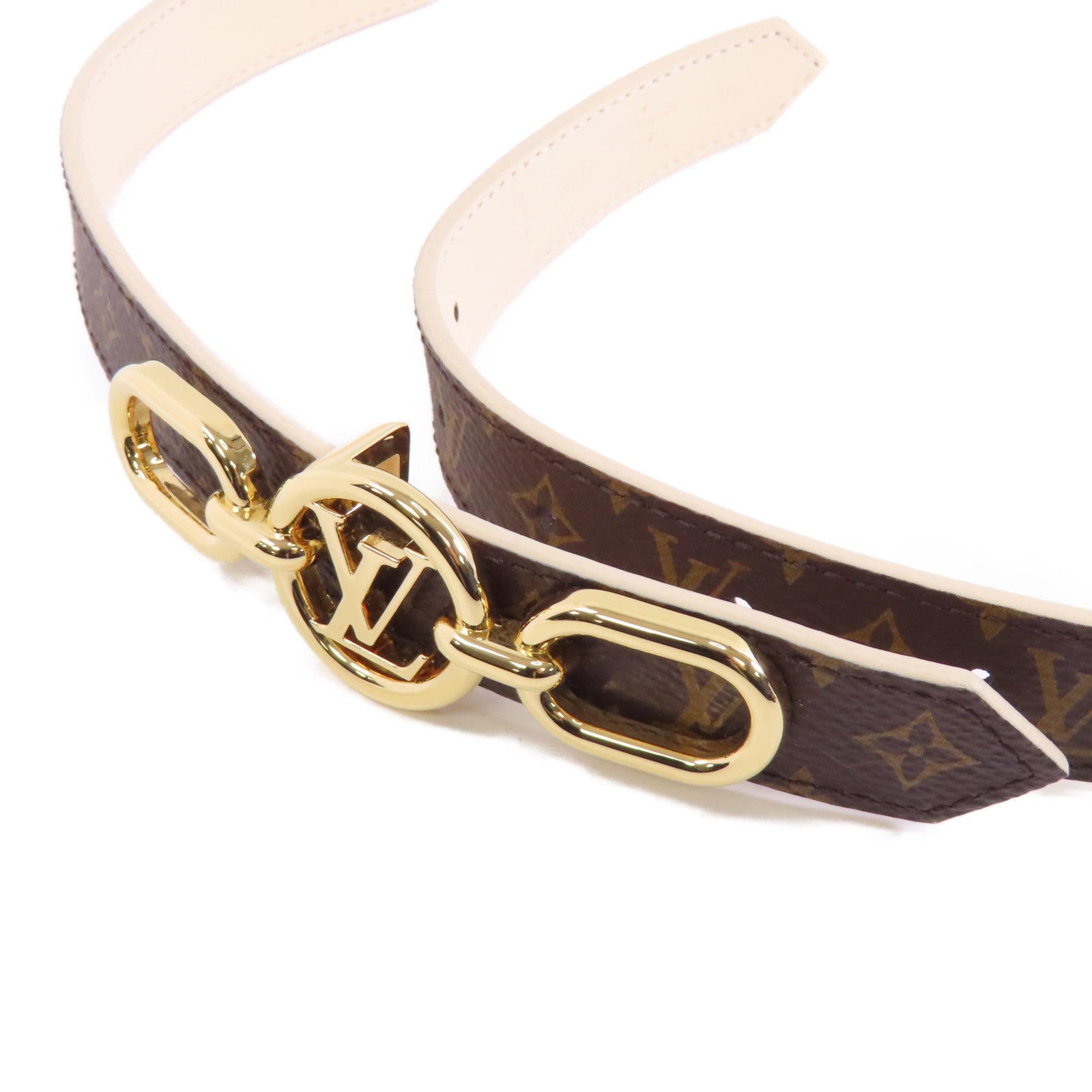 LOUIS VUITTON Monogram Circle Prime Belt 75cm金扣皮帶棕色