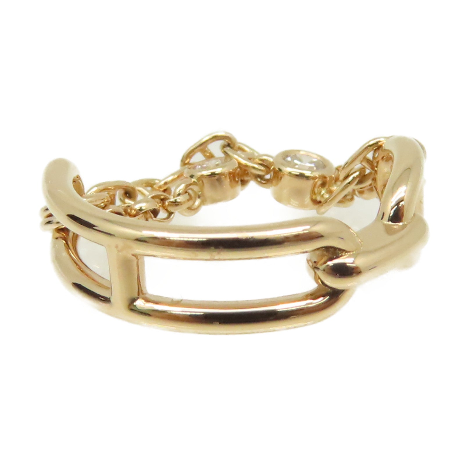 HERMES 【激減優惠】18K玫瑰金Bague Chaine Diamond Ancre Ring 0.1ct鑽石戒指#53