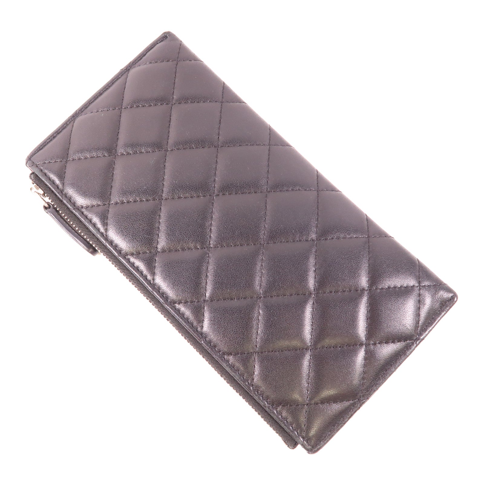 CHANEL 羊皮皮革Long Wallet銀扣長錢包