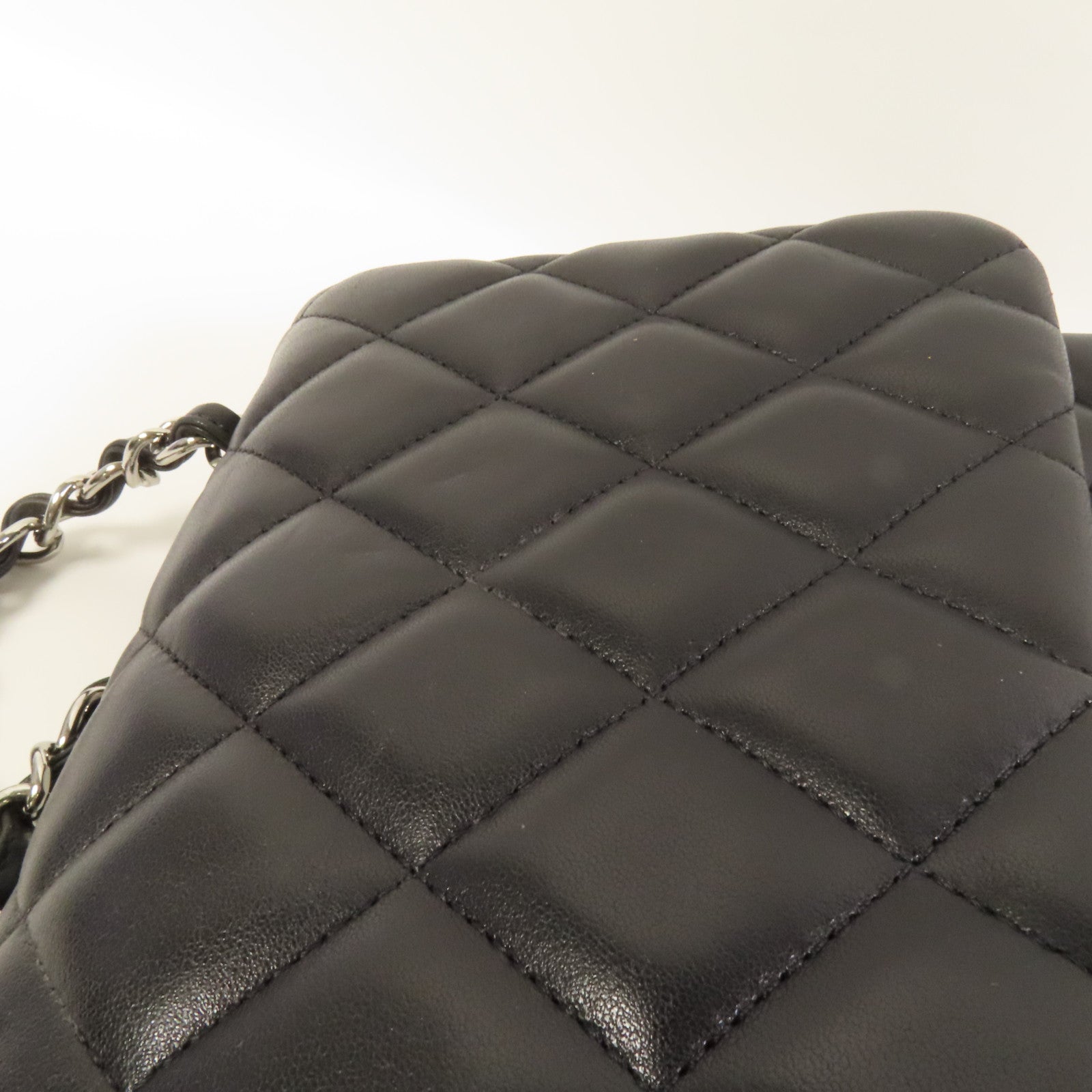CHANEL 羊皮皮革Large Classic銀扣鏈帶肩背袋