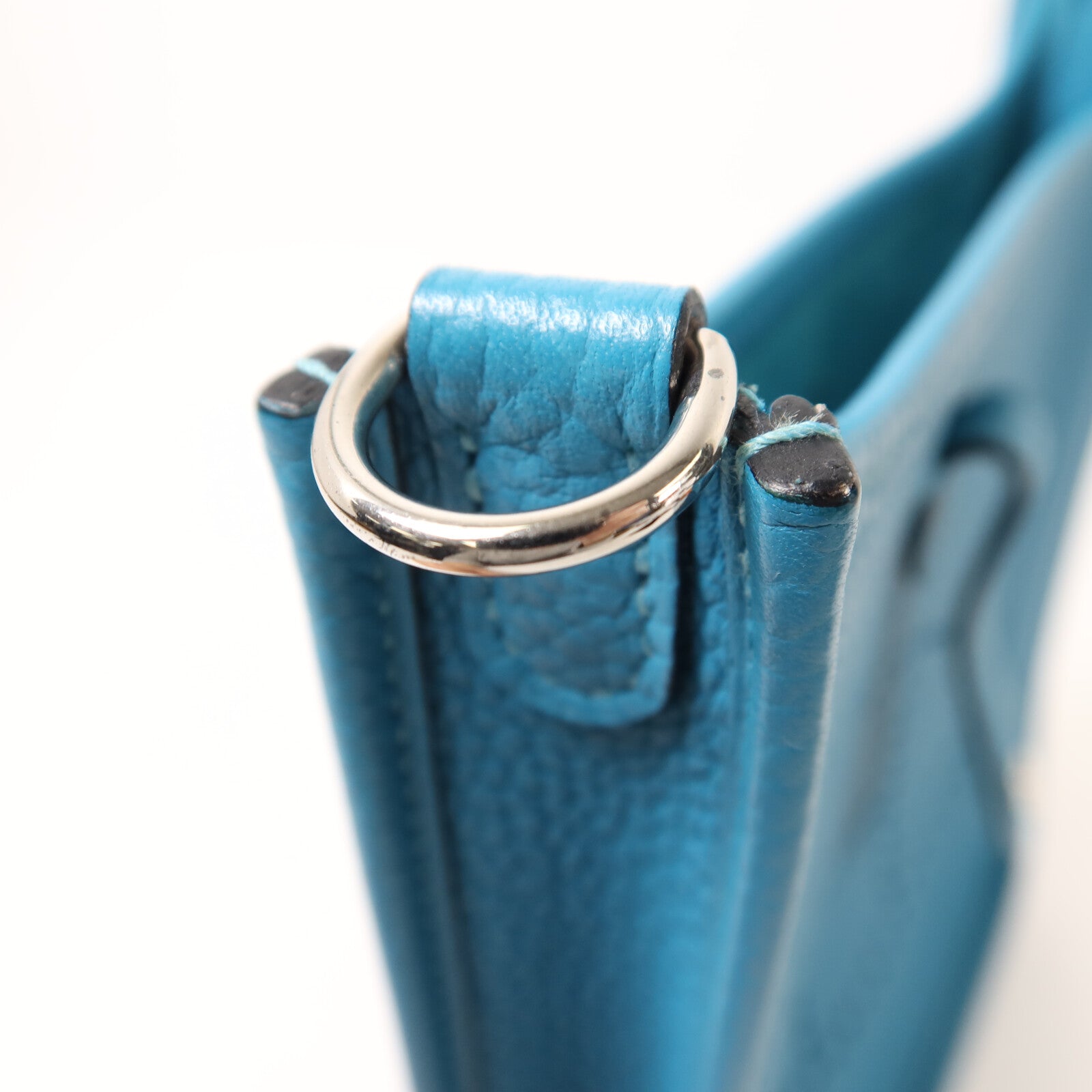 HERMES 【激減優惠】Clemence皮革Evelyne TPM銀扣肩背袋Bleu Paon