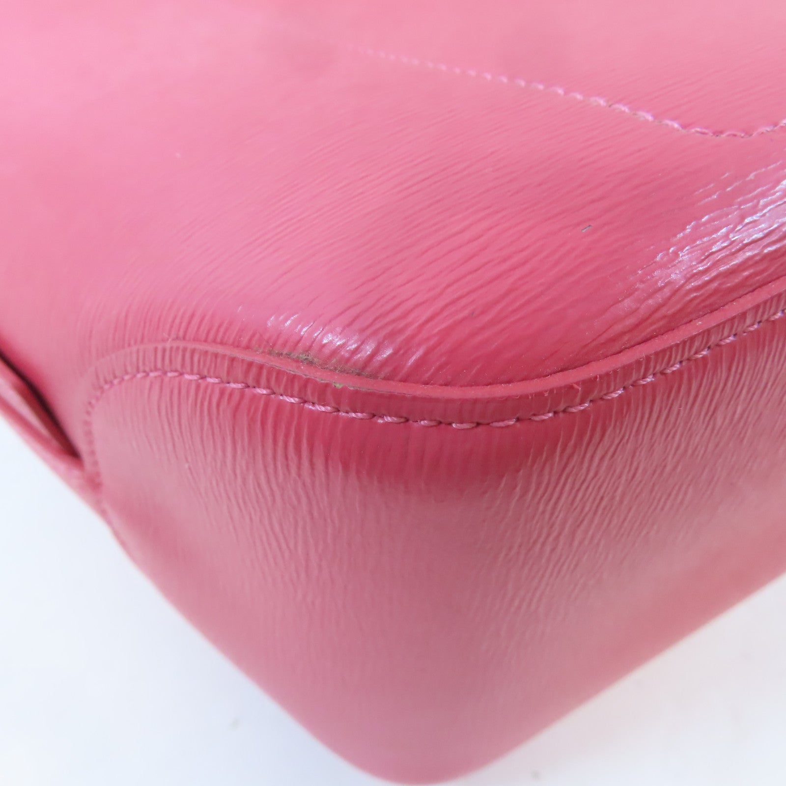 Longchamp 牛皮皮革Handbag銀扣手挽袋粉紅色