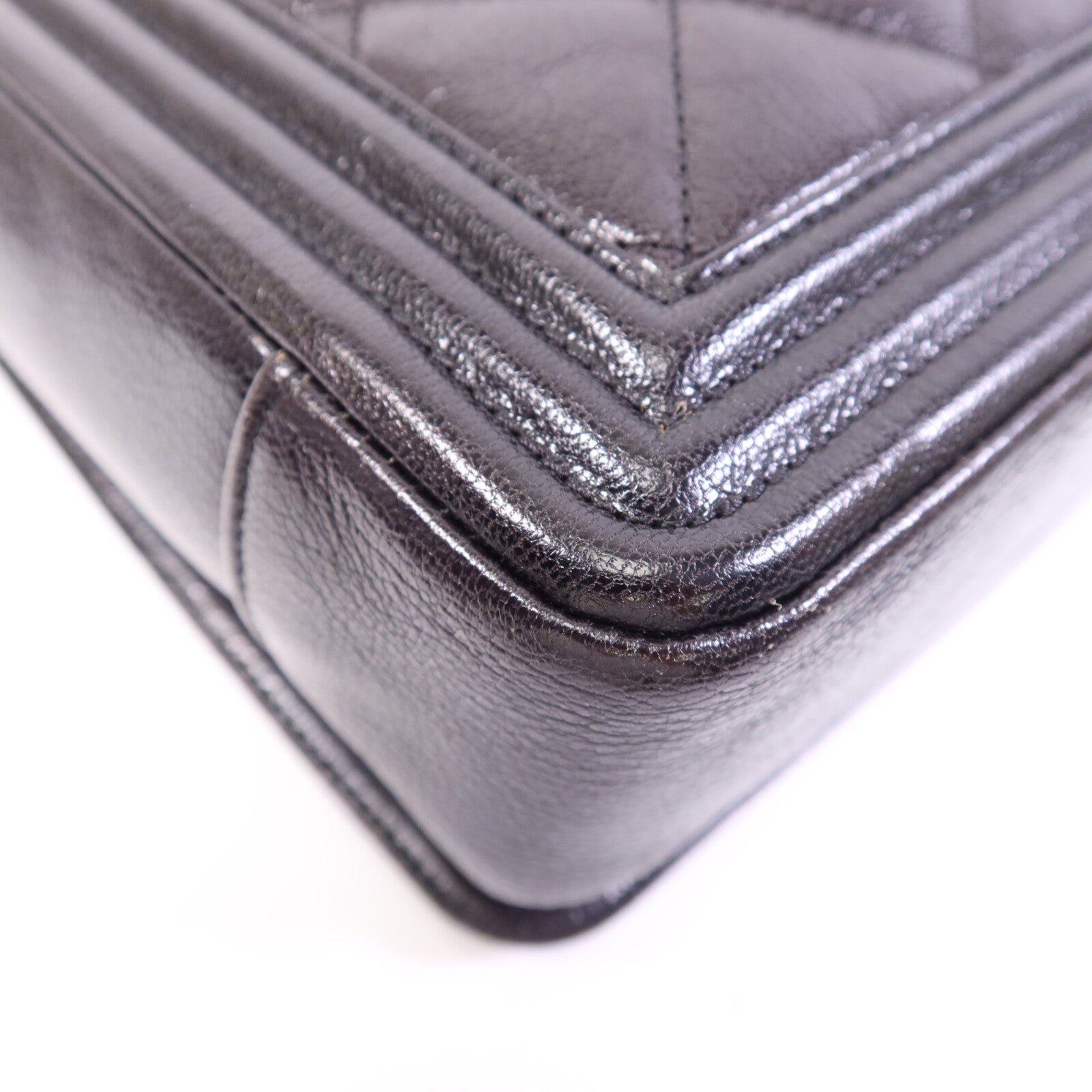 CHANEL 牛皮皮革Boy 30銀扣鏈帶肩背袋