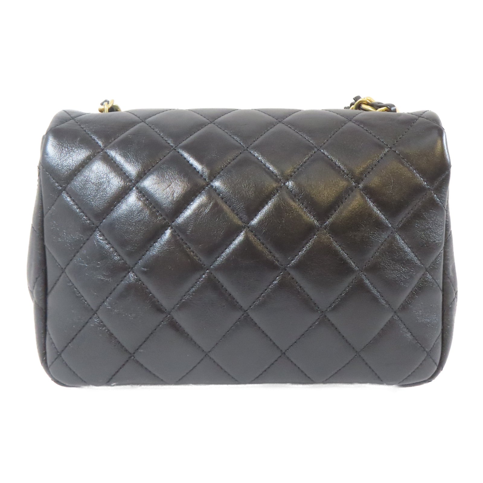 CHANEL 【激減優惠】菱格牛皮皮革Pearl Flap Bag金扣鏈帶肩背袋黑色