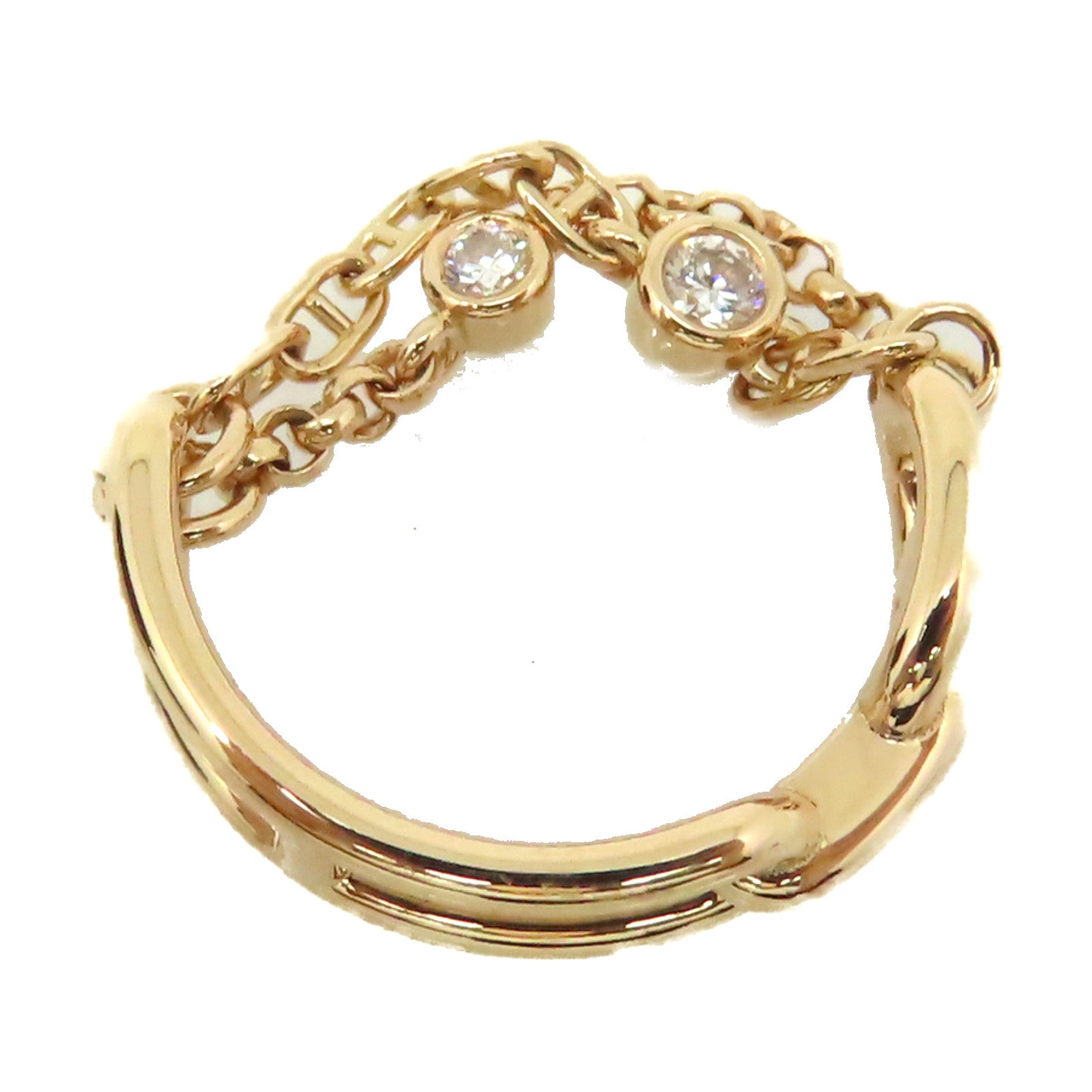 HERMES 【激減優惠】18K玫瑰金Bague Chaine Diamond Ancre Ring 0.1ct鑽石戒指#53