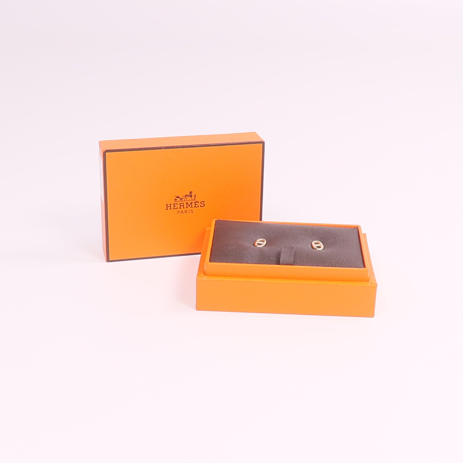 HERMES 18K玫瑰金Chaine d'Ancre Earrings耳環