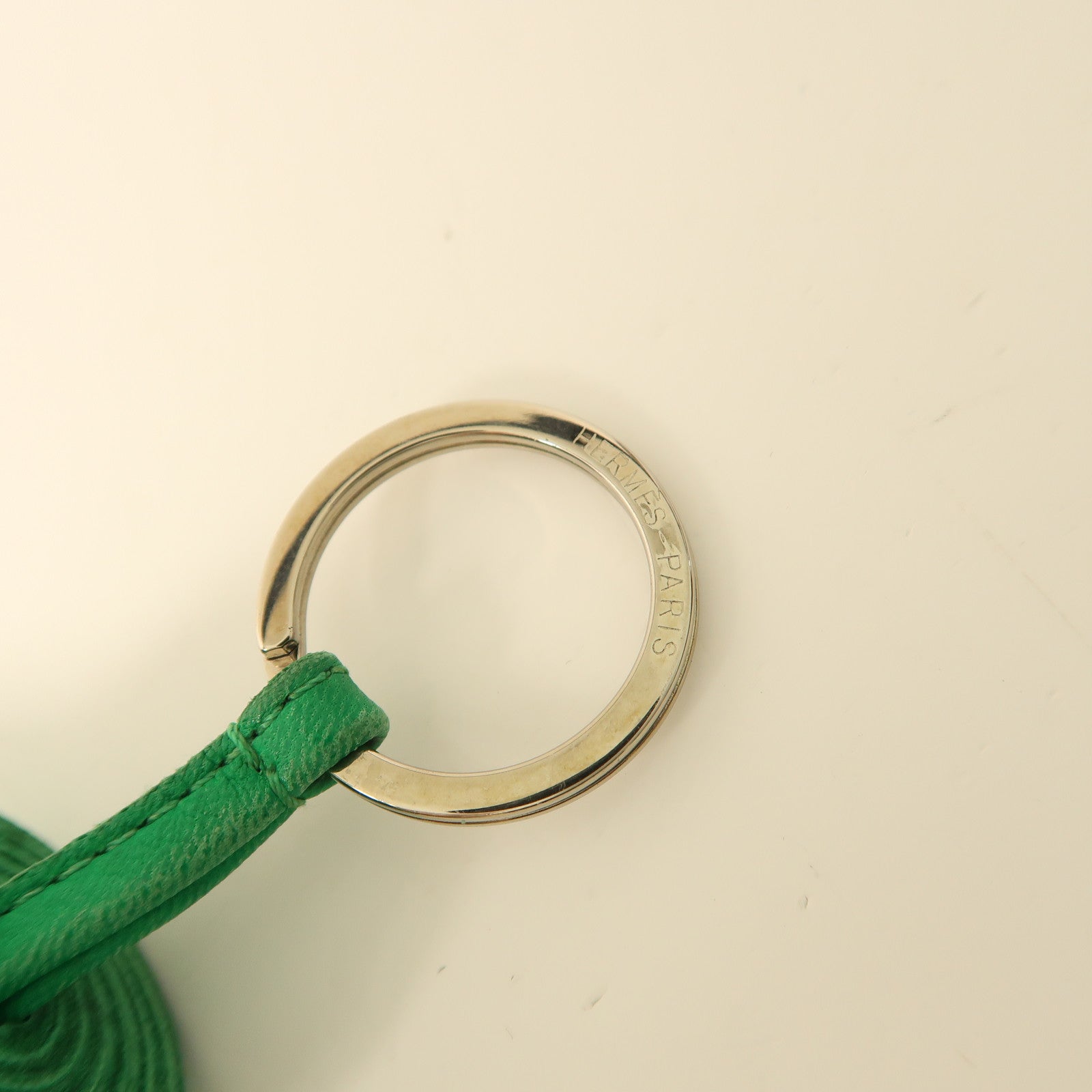 HERMES 【激減優惠】Swift皮革Carmen Key Ring銀扣鑰匙圈Green