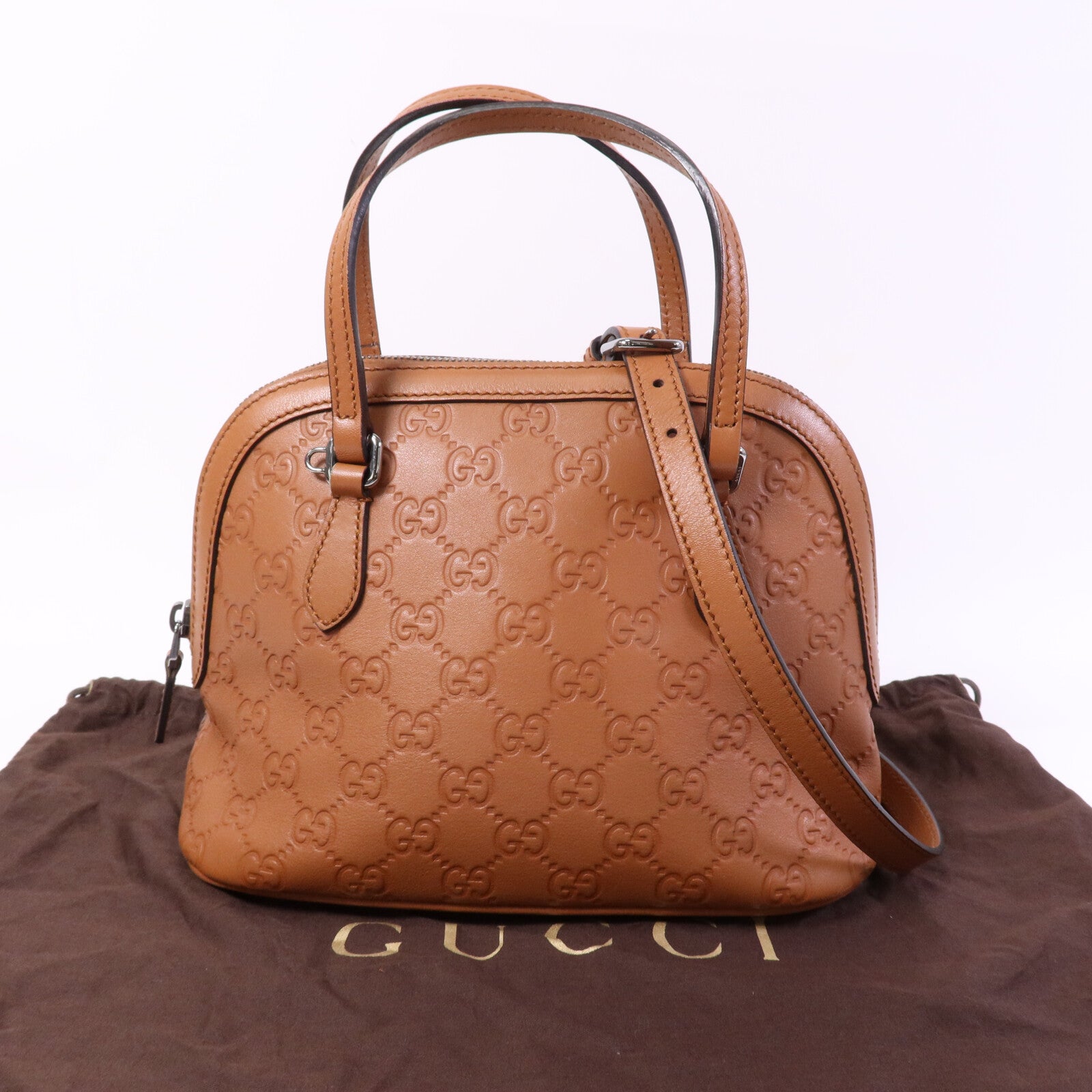 GUCCI 牛皮皮革Shoulder Bag銀扣肩背袋