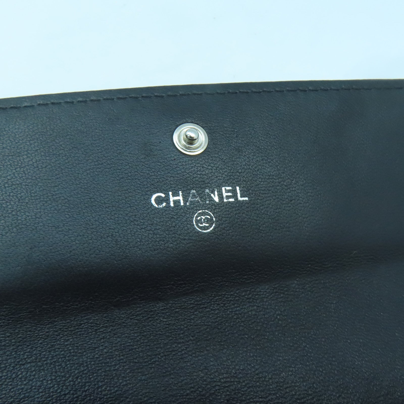 CHANEL 【激減優惠】菱格羊皮皮革Long Wallet銀扣長錢包黑色