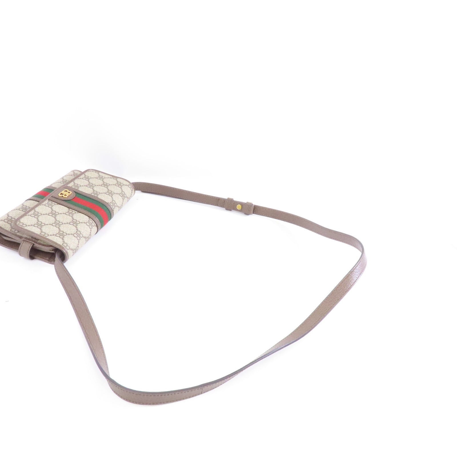 BALENCIAGA 塗層帆布Balenciaga X Gucci金扣肩背袋啡色