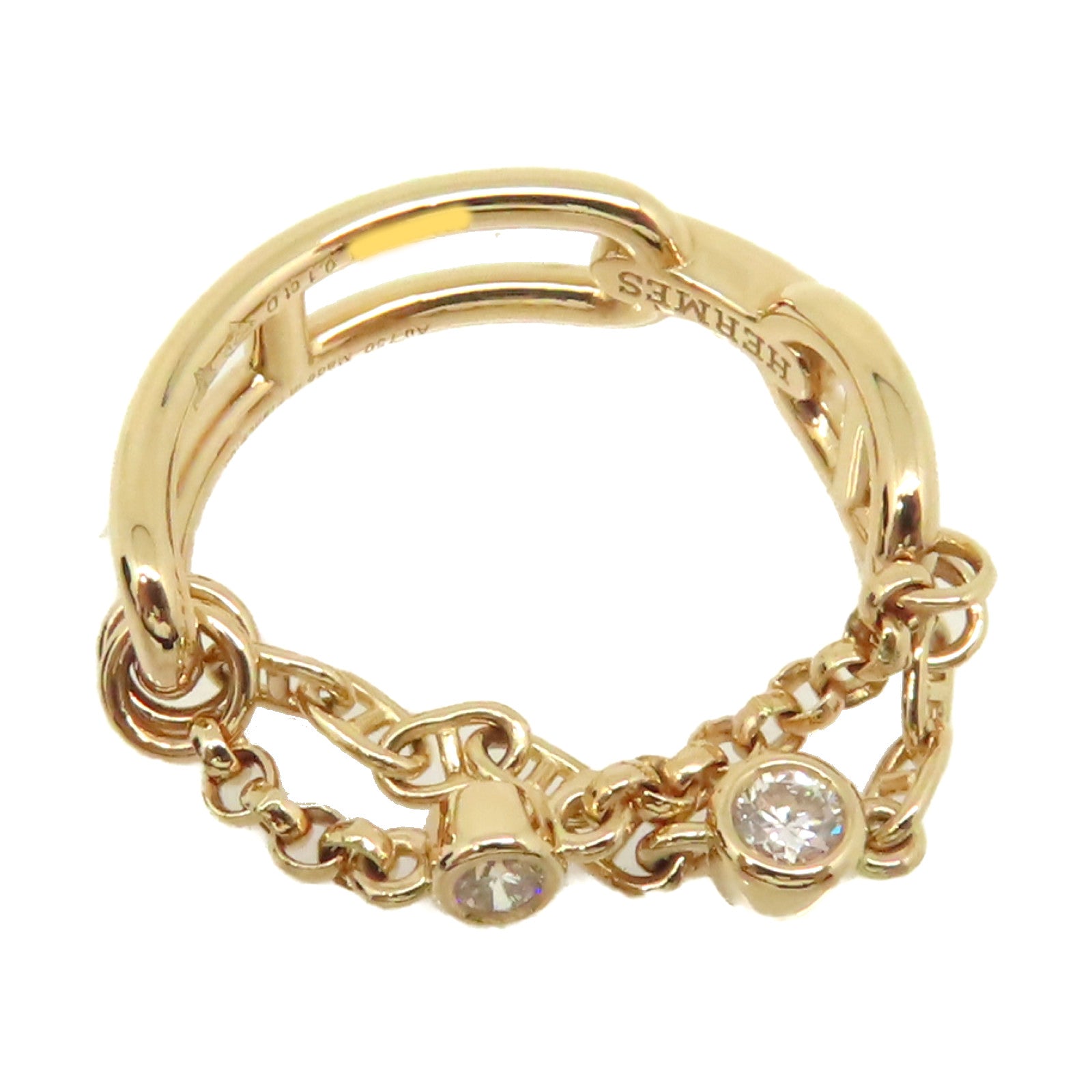 HERMES 【激減優惠】18K玫瑰金Bague Chaine Diamond Ancre Ring 0.1ct鑽石戒指#53