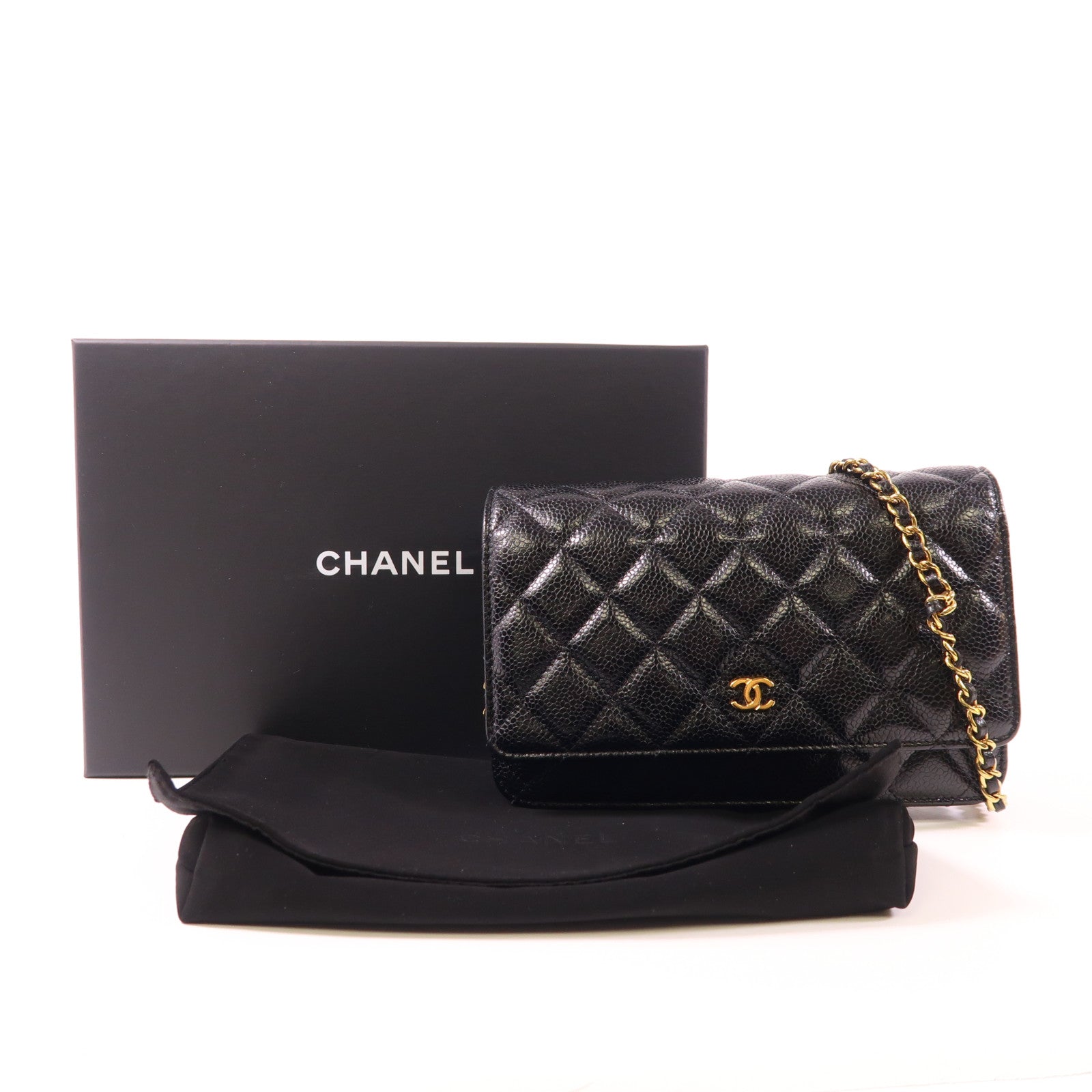 CHANEL 牛皮皮革WOC Wallet On Chain金扣鏈帶肩背袋