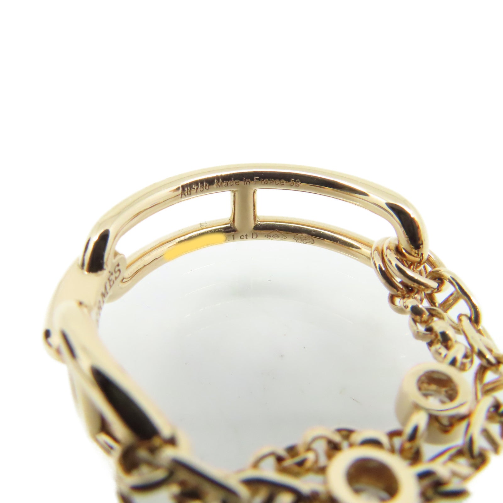 HERMES 【激減優惠】18K玫瑰金Bague Chaine Diamond Ancre Ring 0.1ct鑽石戒指#53