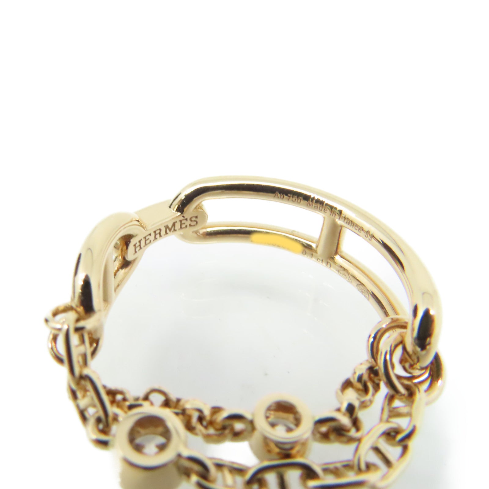 HERMES 【激減優惠】18K玫瑰金Bague Chaine Diamond Ancre Ring 0.1ct鑽石戒指#53