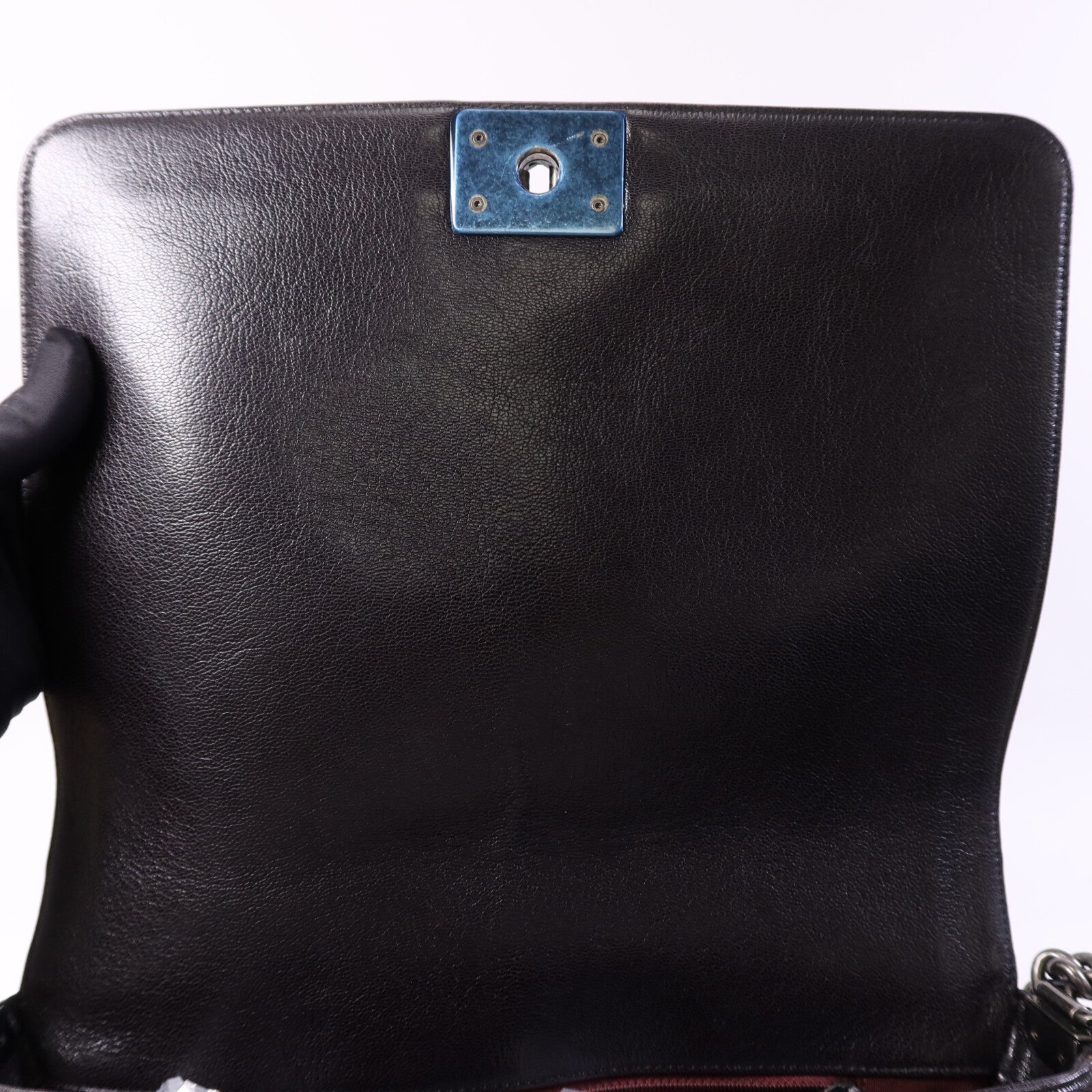 CHANEL 牛皮皮革Boy 30銀扣鏈帶肩背袋