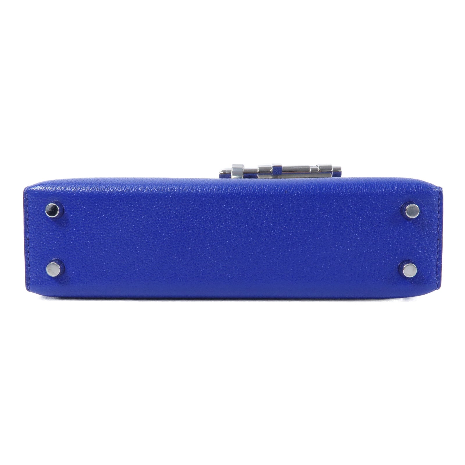 HERMES Chevre皮革Verrou Mini鏈帶肩背袋Bleu Electrique