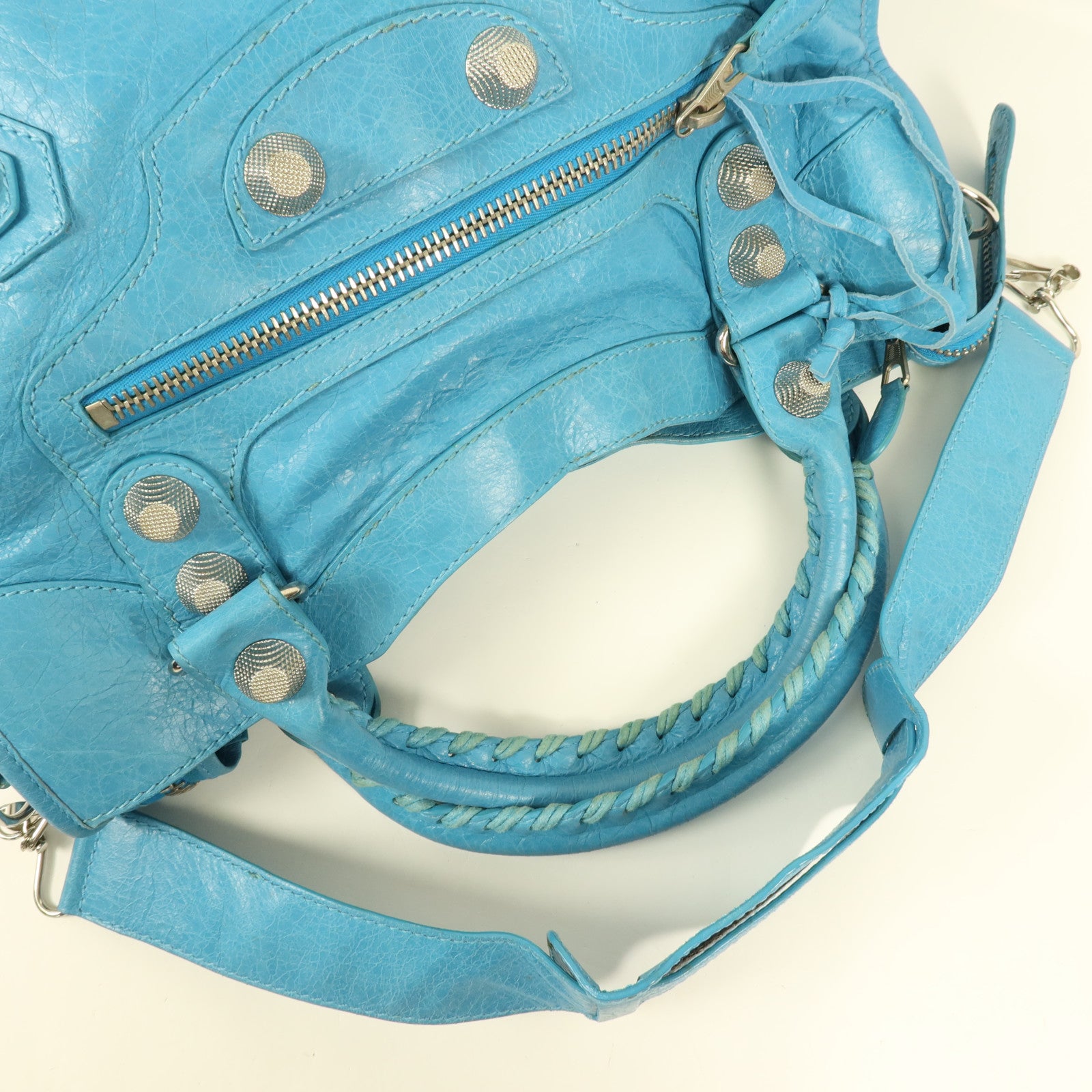 BALENCIAGA 牛皮皮革City銀扣手挽肩背兩用袋