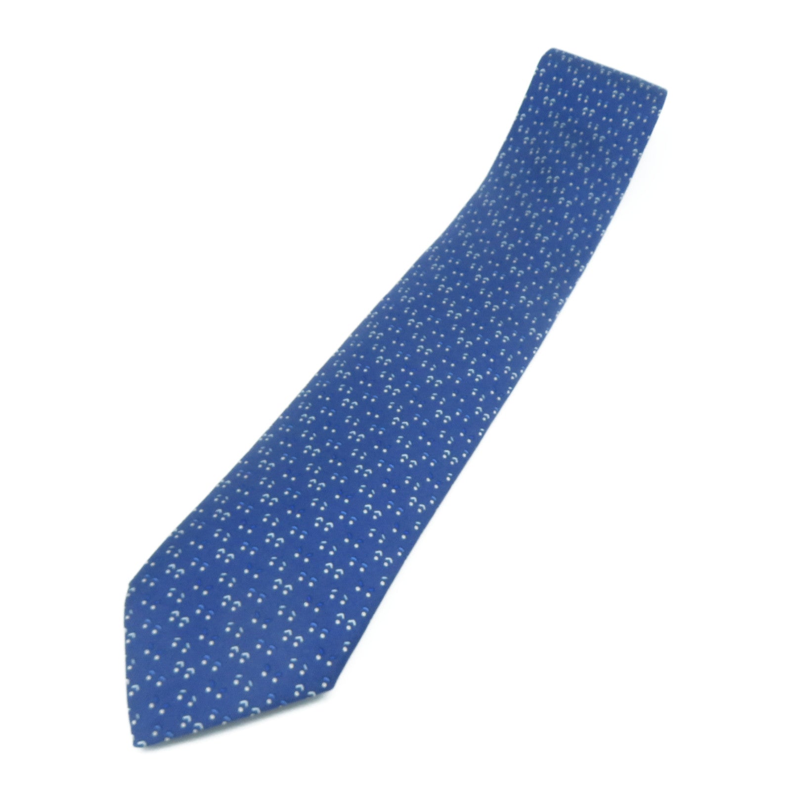 HERMES 【激減優惠】絲質Necktie領帶藍色/白色